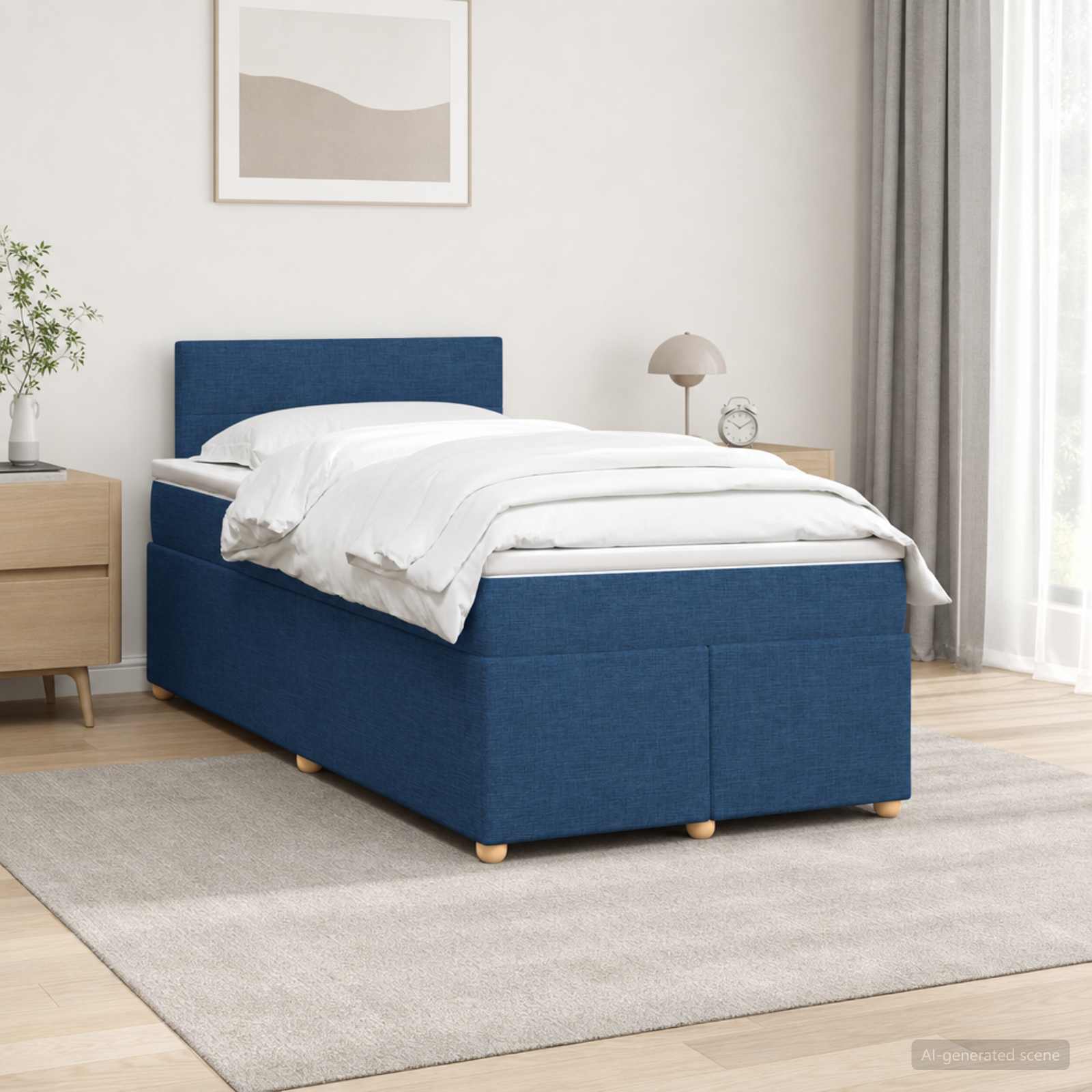 Lit boxspring avec matelas Bleu 120 x 190 cm Tissu
