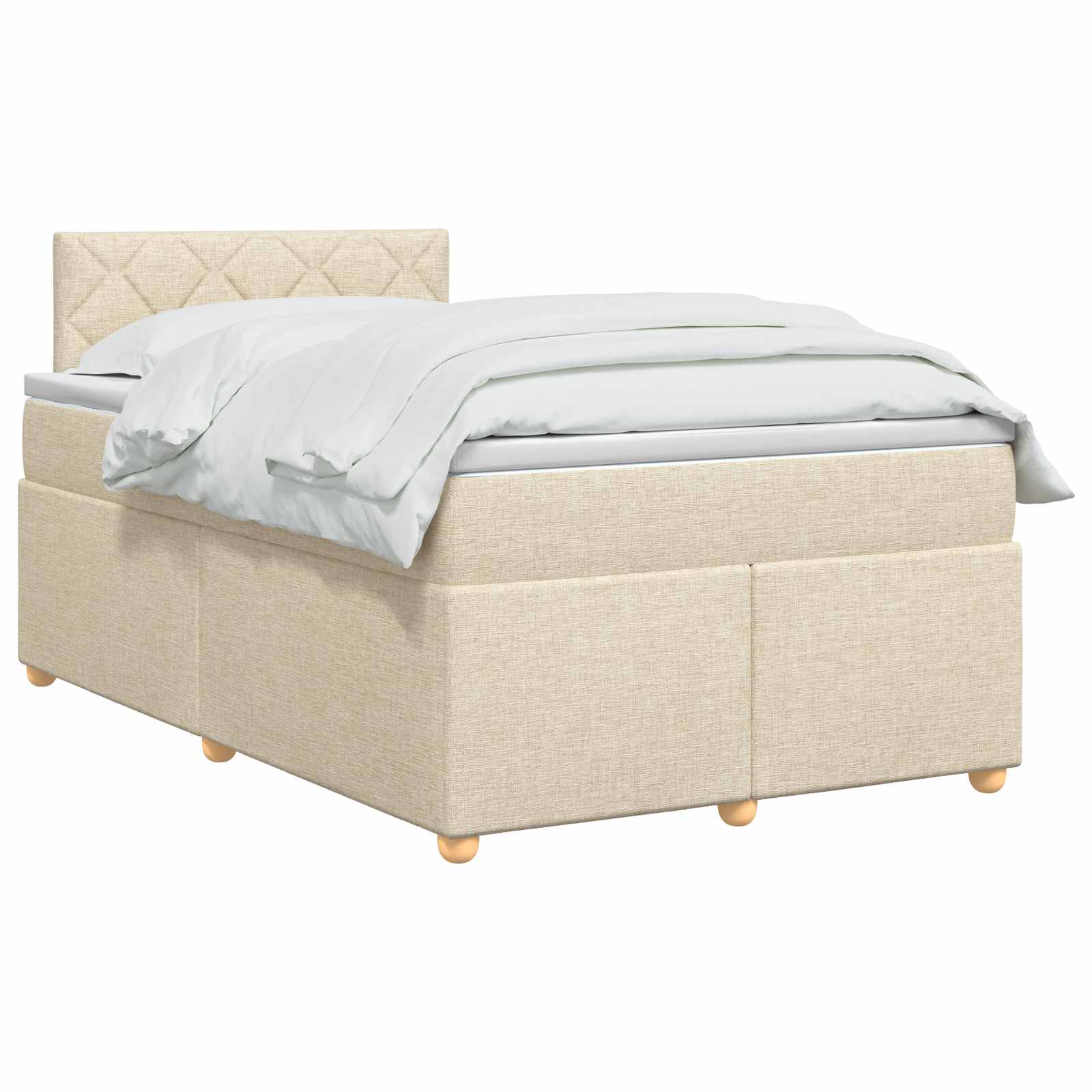 Lit boxspring avec matelas Crème 120 x 190 cm Tissu