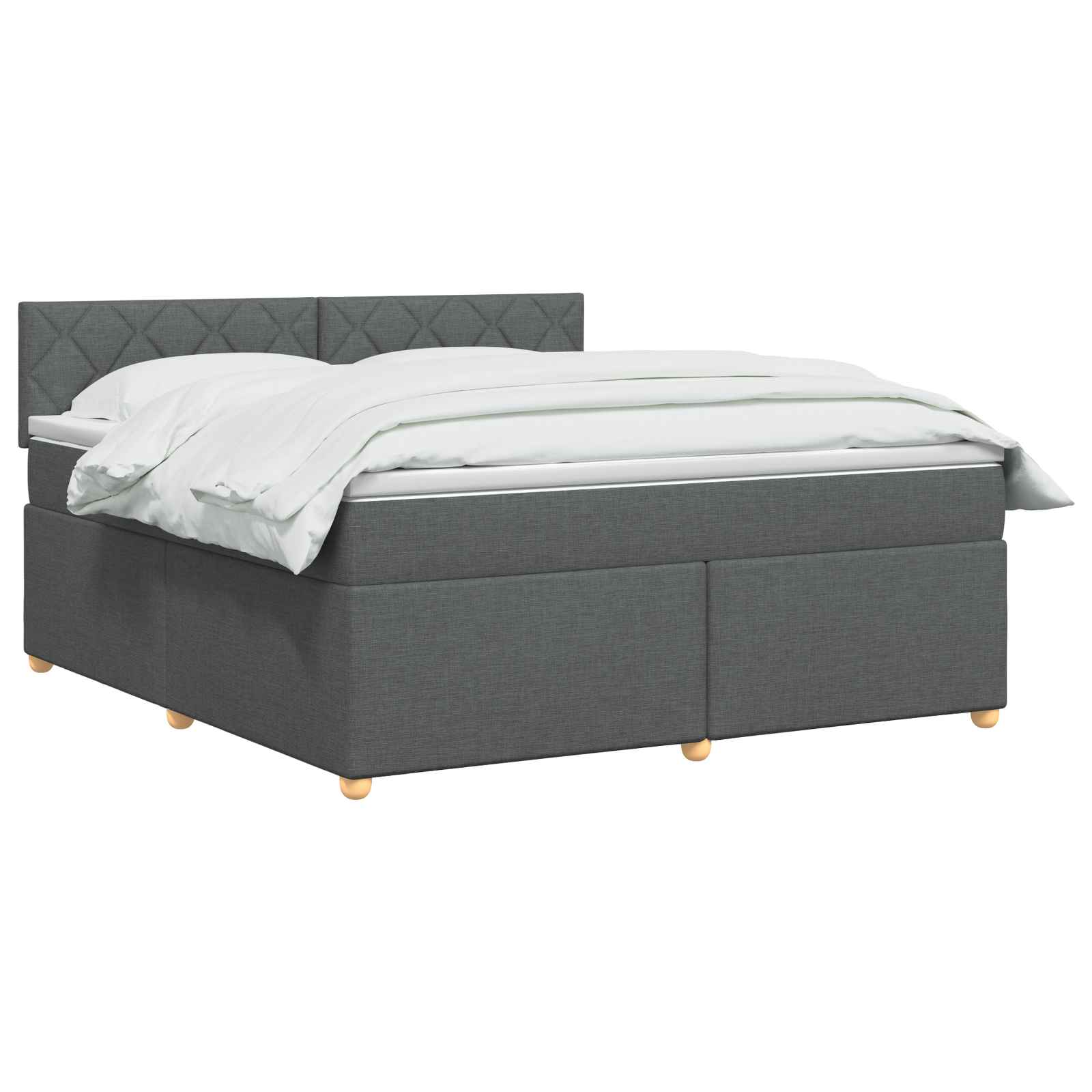 Lit boxspring avec matelas Gris foncé 140 x 190 cm Tissu