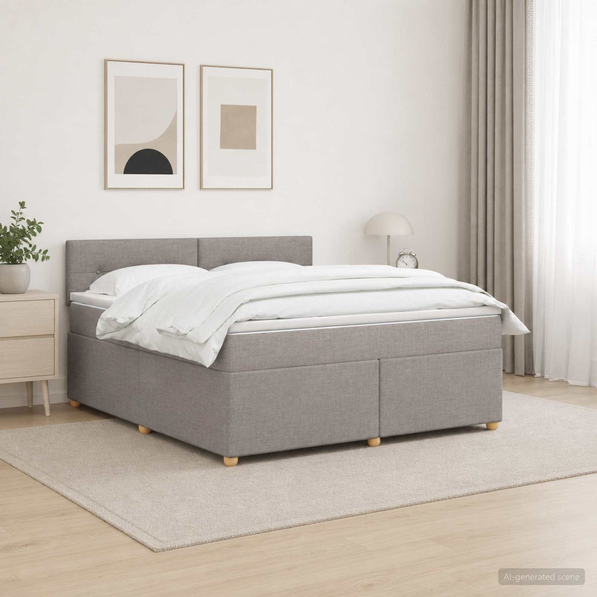 Lit boxspring avec matelas Taupe 160 x 200 cm Tissu
