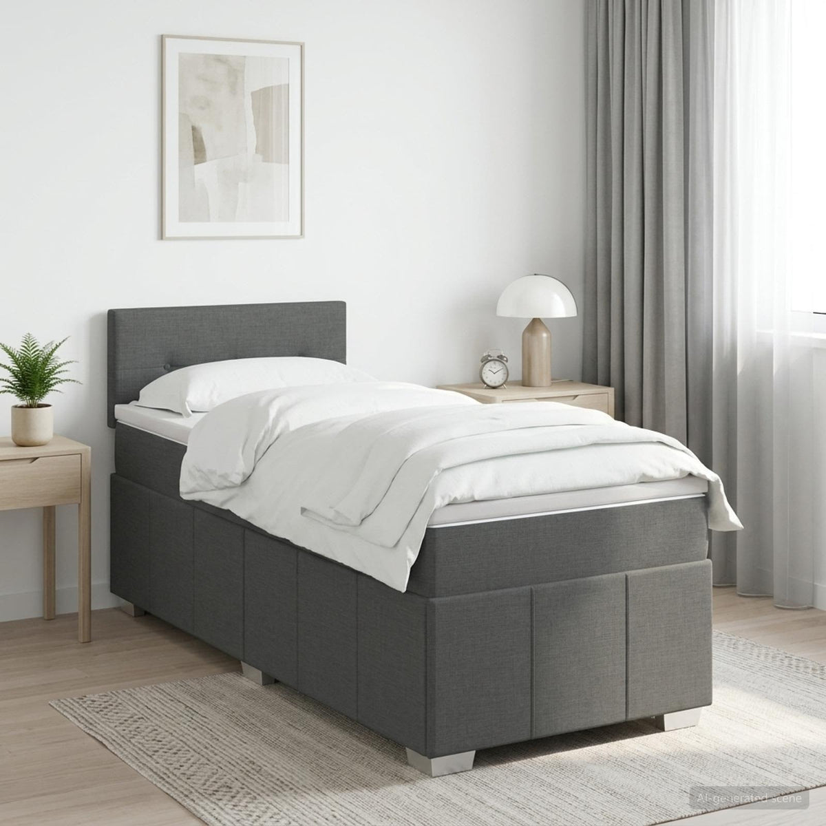 Lit boxspring avec matelas Gris foncé 90 x 190 cm Tissu