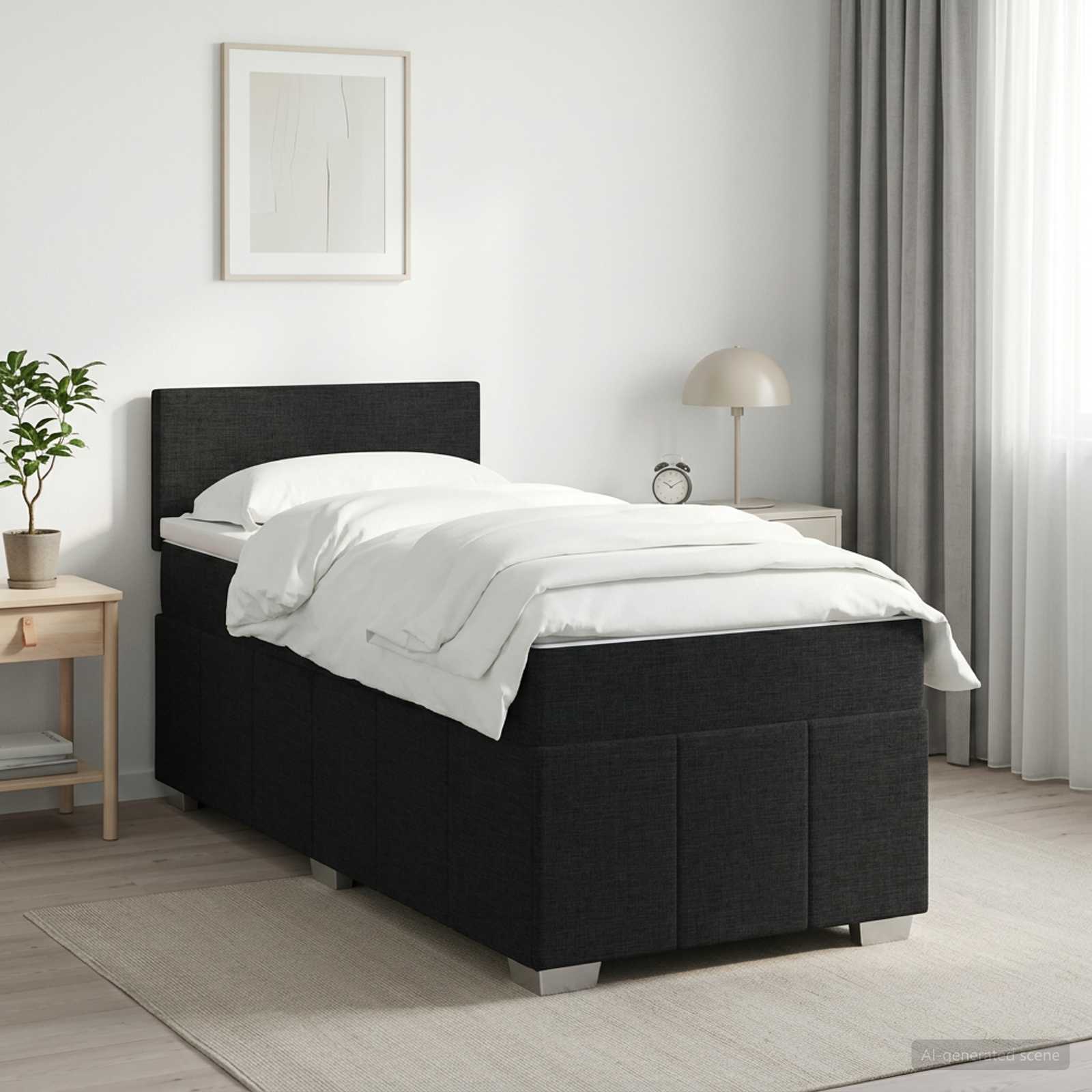 Lit boxspring avec matelas Noir 90 x 190 cm Tissu
