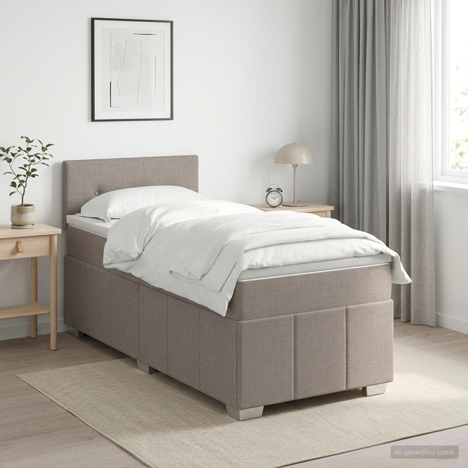 Lit boxspring avec matelas Taupe 100 x 200 cm Tissu