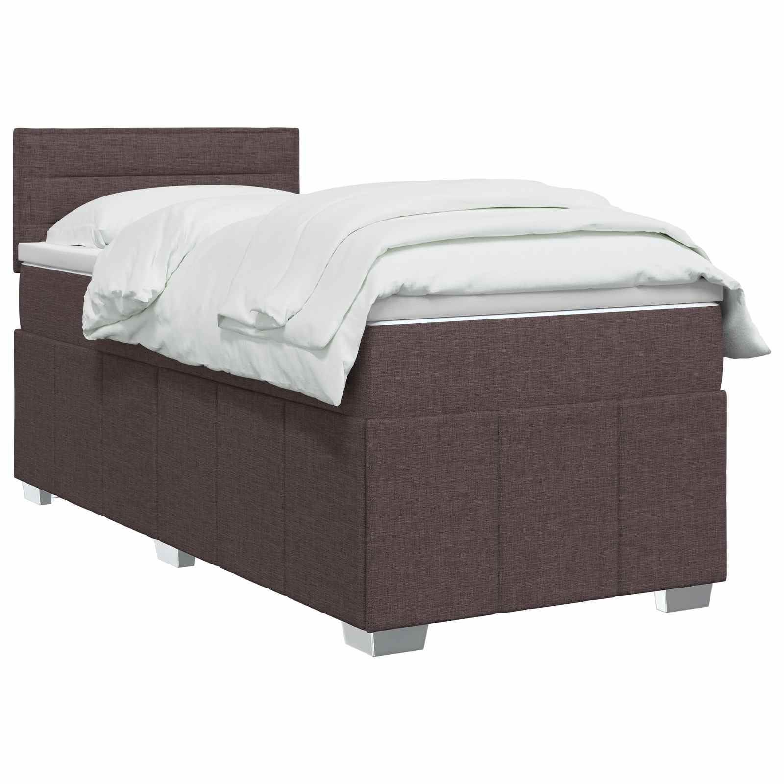 Lit boxspring avec matelas Marron foncé 90 x 200 cm Tissu