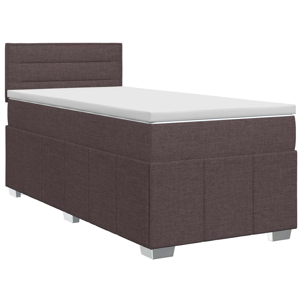 Lit boxspring avec matelas Marron foncé 100 x 200 cm Tissu