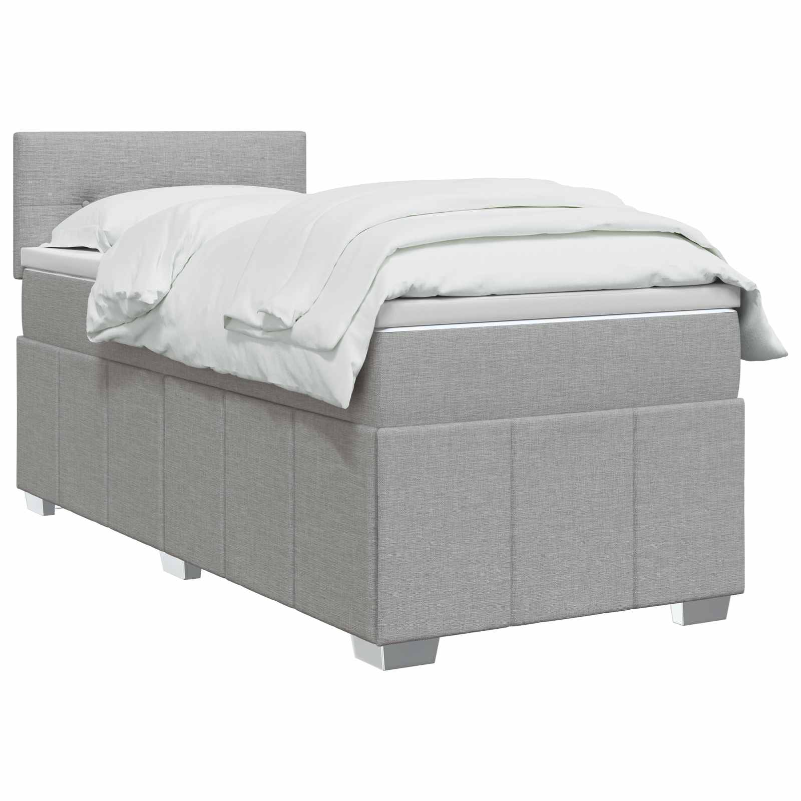 Lit boxspring avec matelas Gris clair 100 x 200 cm Tissu