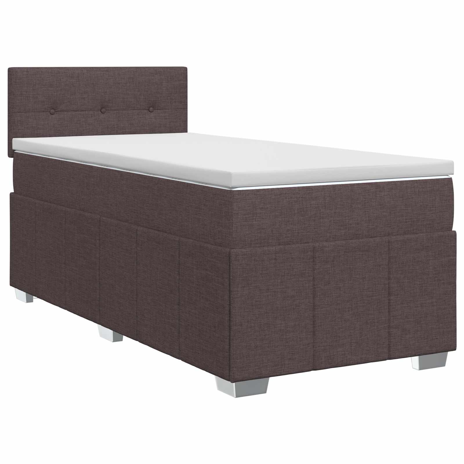 Lit boxspring avec matelas Marron foncé 100 x 200 cm Tissu