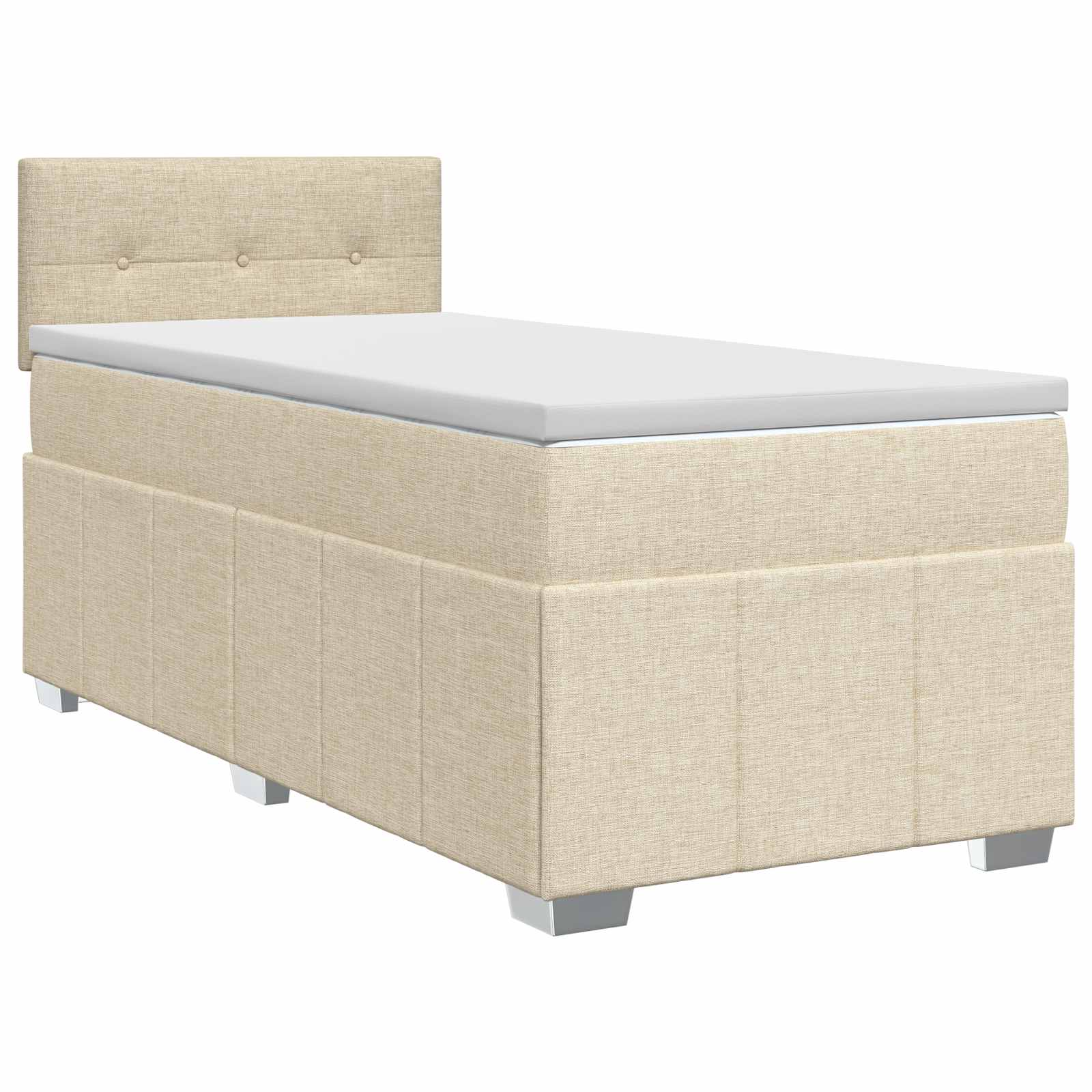 Lit boxspring avec matelas Crème 100 x 200 cm Tissu
