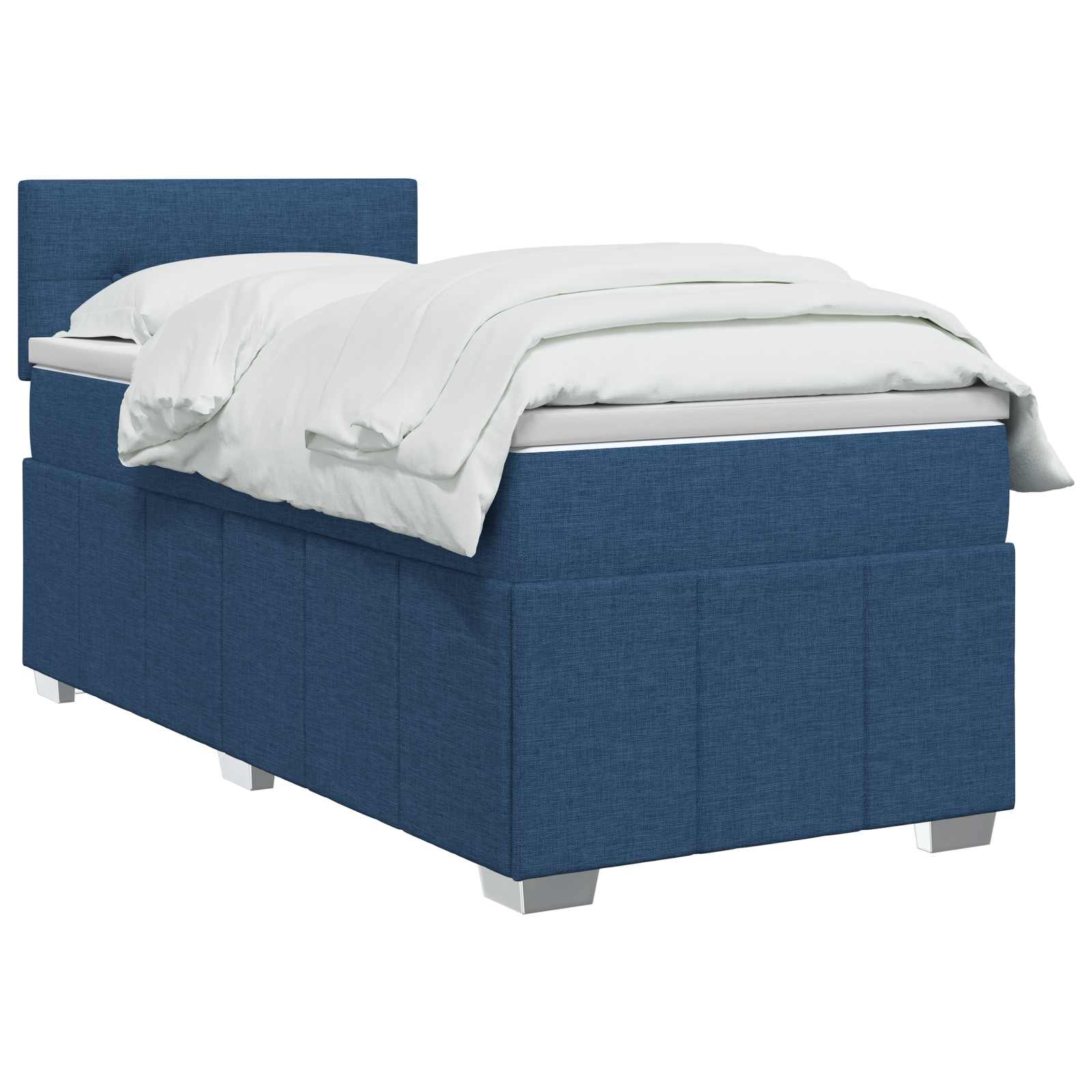 Lit boxspring avec matelas Bleu 100 x 200 cm Tissu