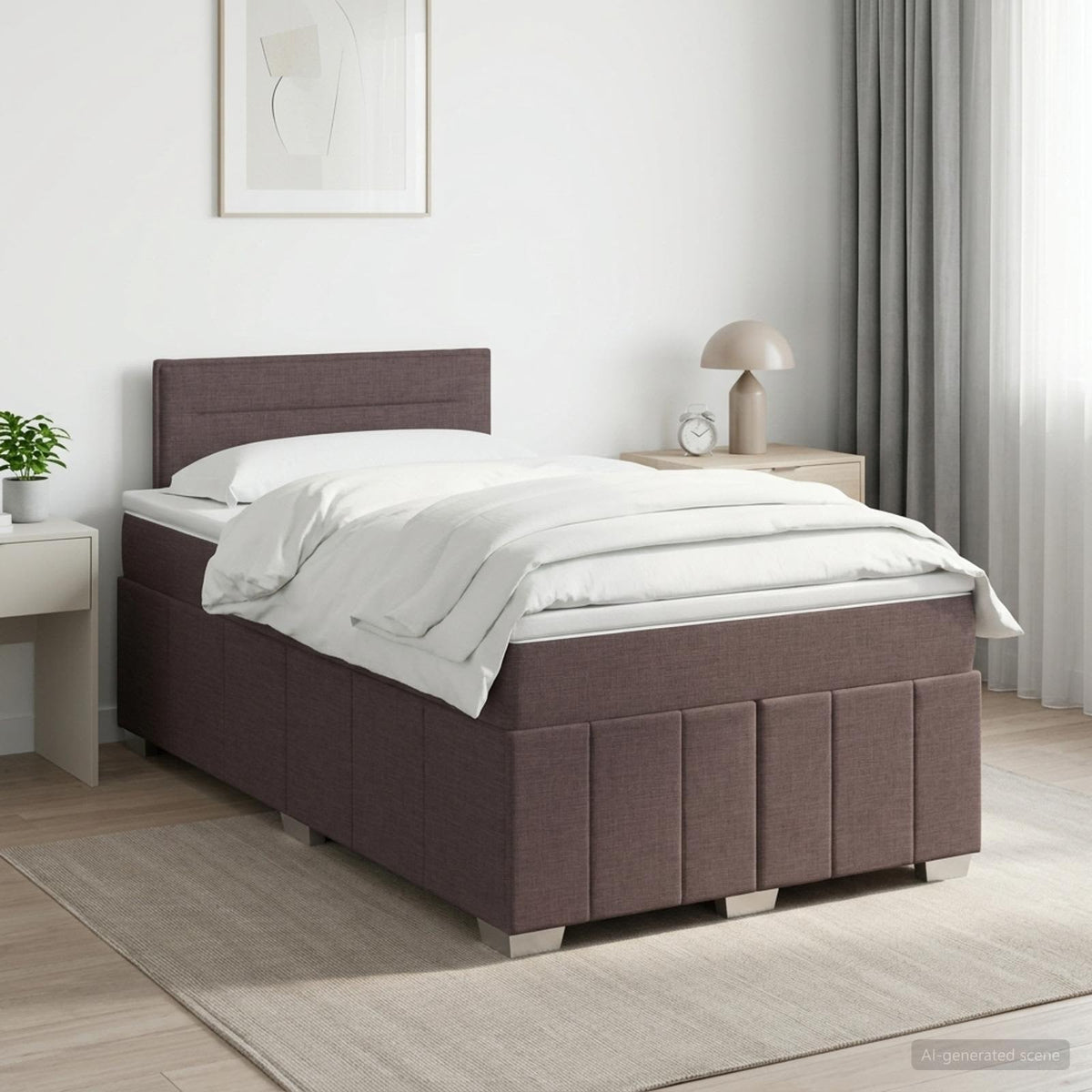 Lit boxspring avec matelas Marron foncé 120 x 190 cm Tissu