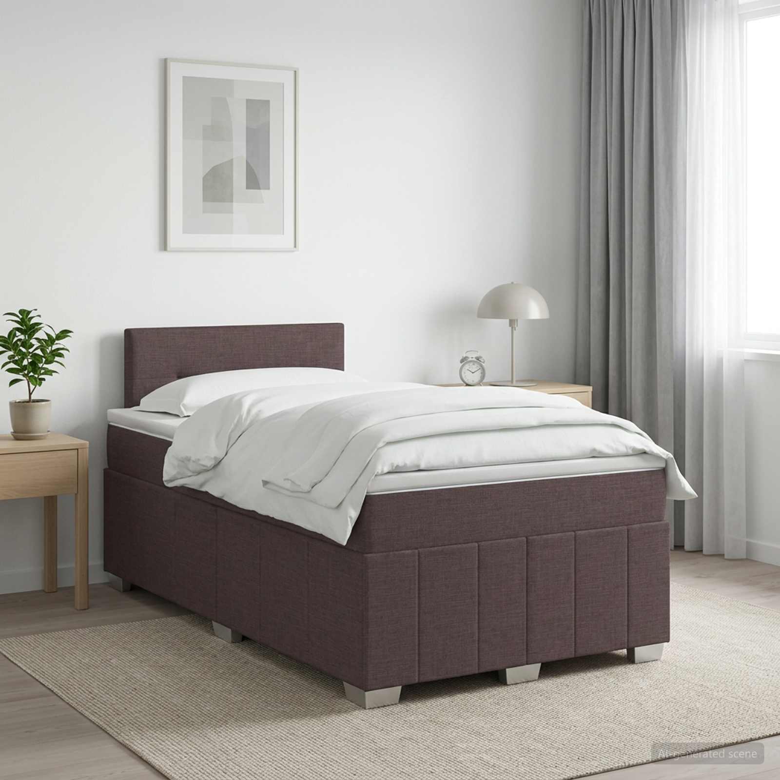 Lit boxspring avec matelas Marron foncé 120 x 190 cm Tissu