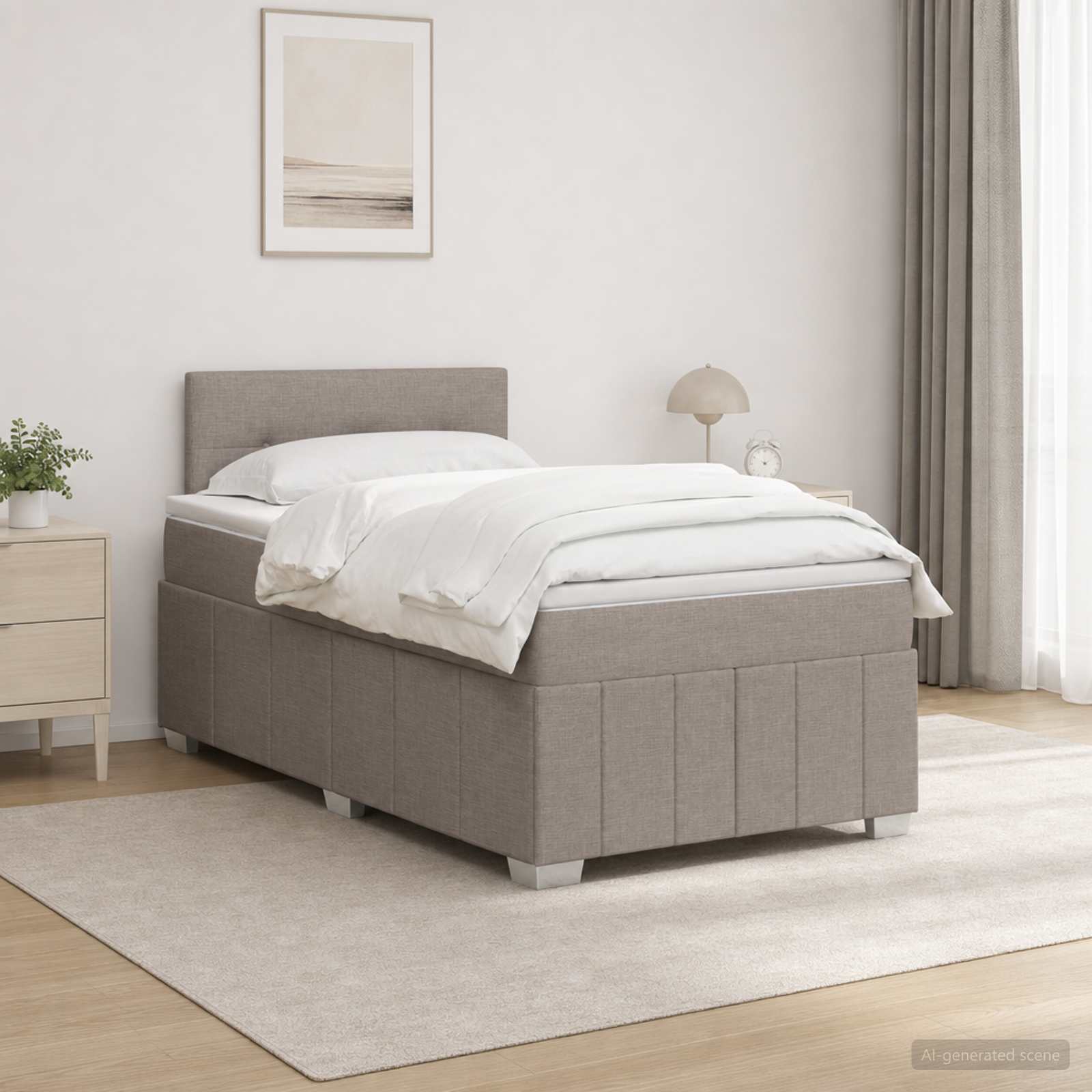Lit boxspring avec matelas Taupe 120 x 200 cm Tissu