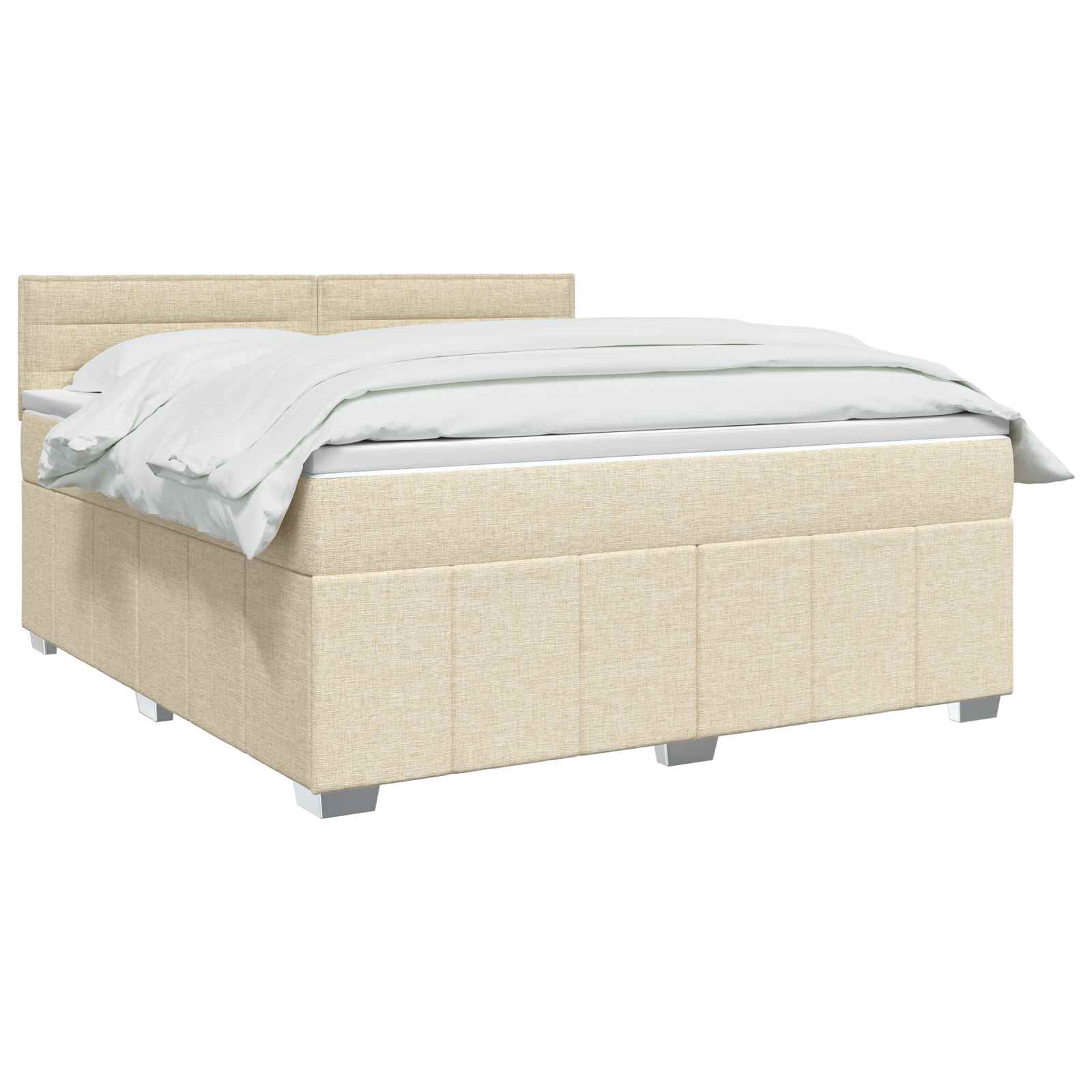 Lit boxspring avec matelas Crème 140 x 190 cm Tissu