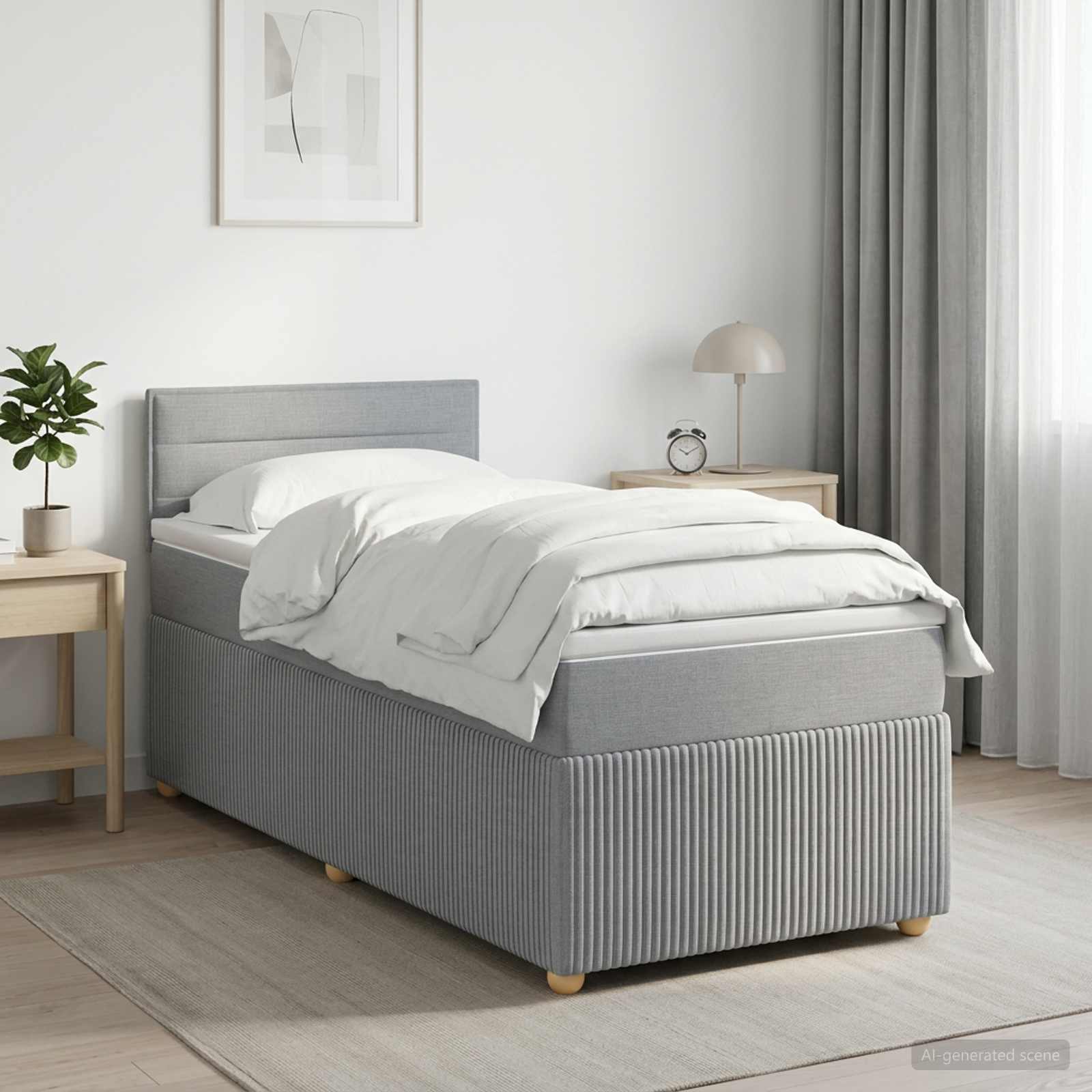 Lit boxspring avec matelas Gris clair 80 x 200 cm Tissu
