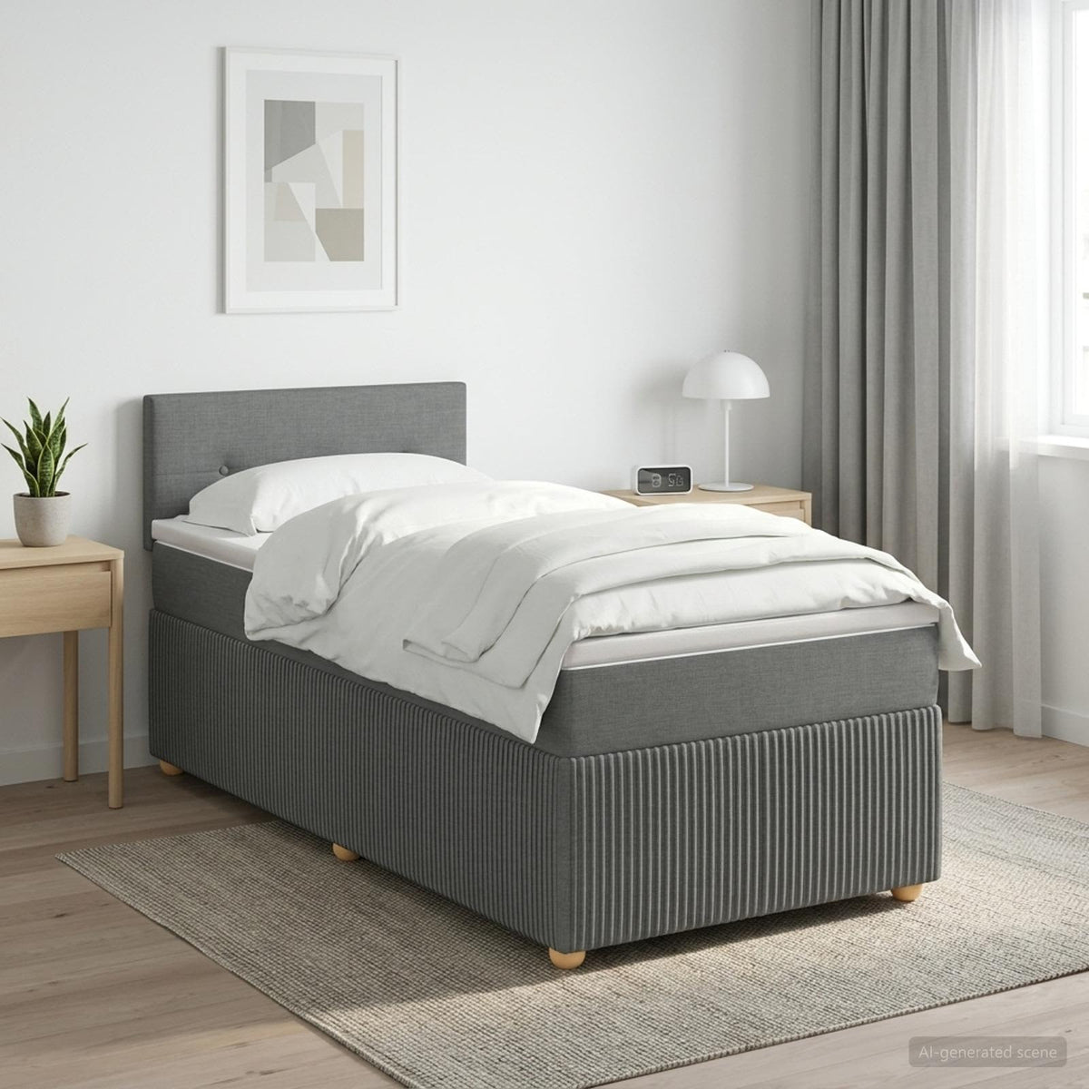 Lit boxspring avec matelas Gris foncé 80 x 200 cm Tissu