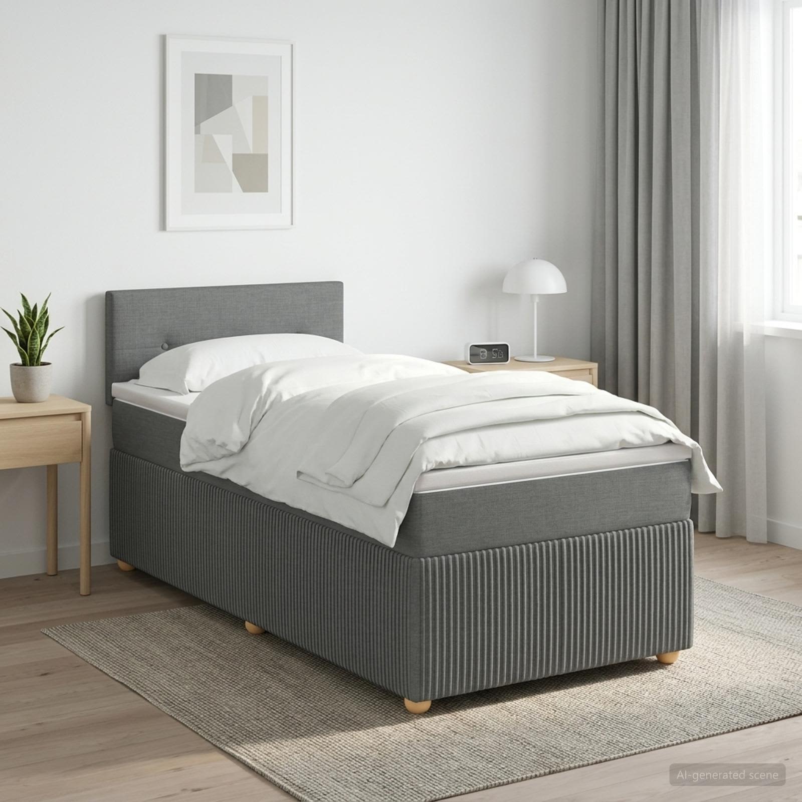 Lit boxspring avec matelas Gris foncé 100 x 200 cm Tissu