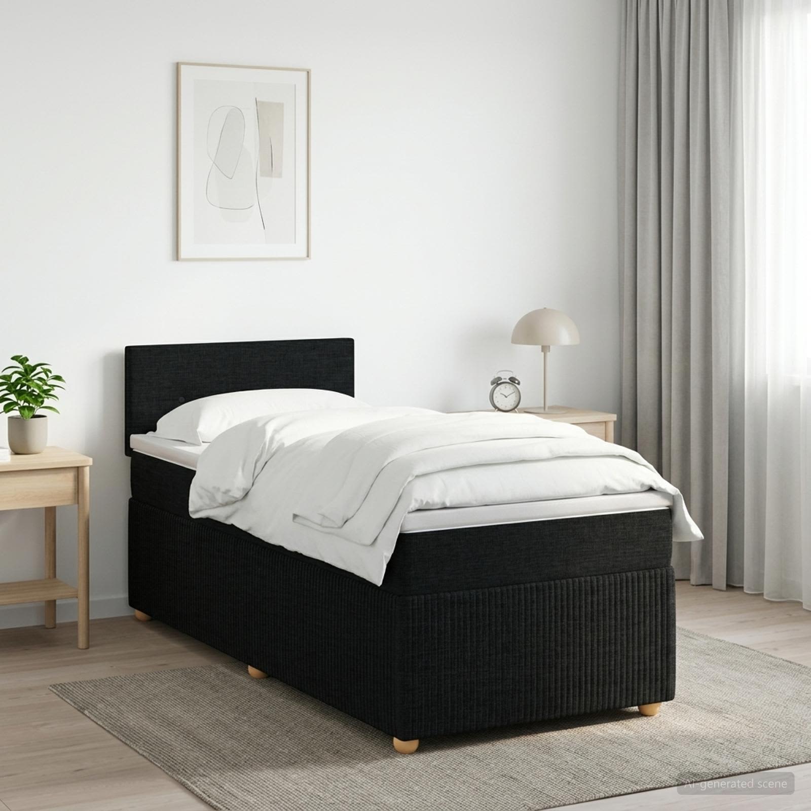 Lit boxspring avec matelas Noir 100 x 200 cm Tissu