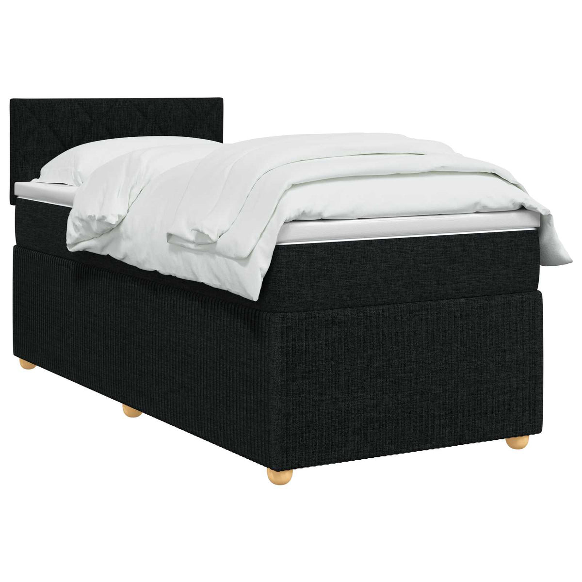 Lit boxspring avec matelas Noir 90 x 190 cm Tissu