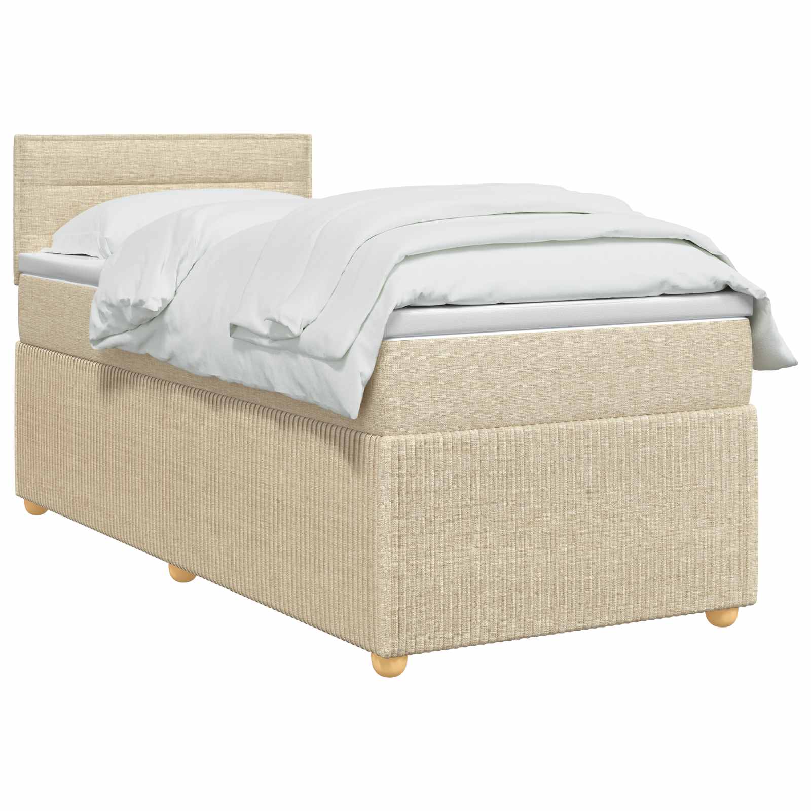 Lit boxspring avec matelas Crème 100 x 200 cm Tissu