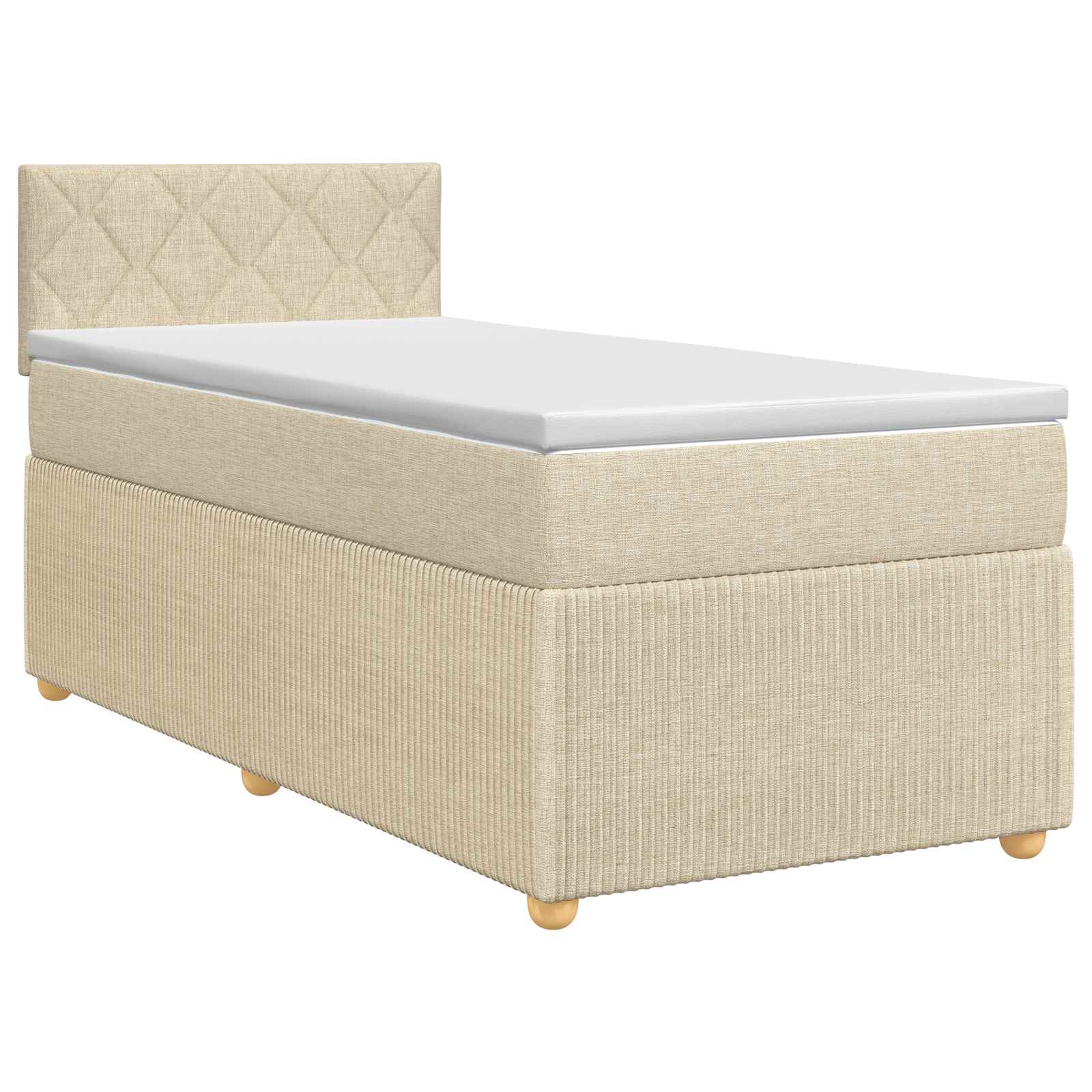 Lit boxspring avec matelas Crème 100 x 200 cm Tissu