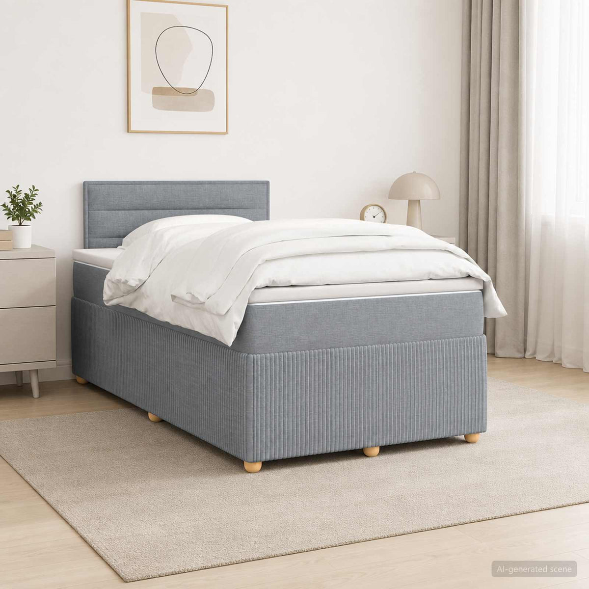 Lit boxspring avec matelas Gris clair 120 x 190 cm Tissu