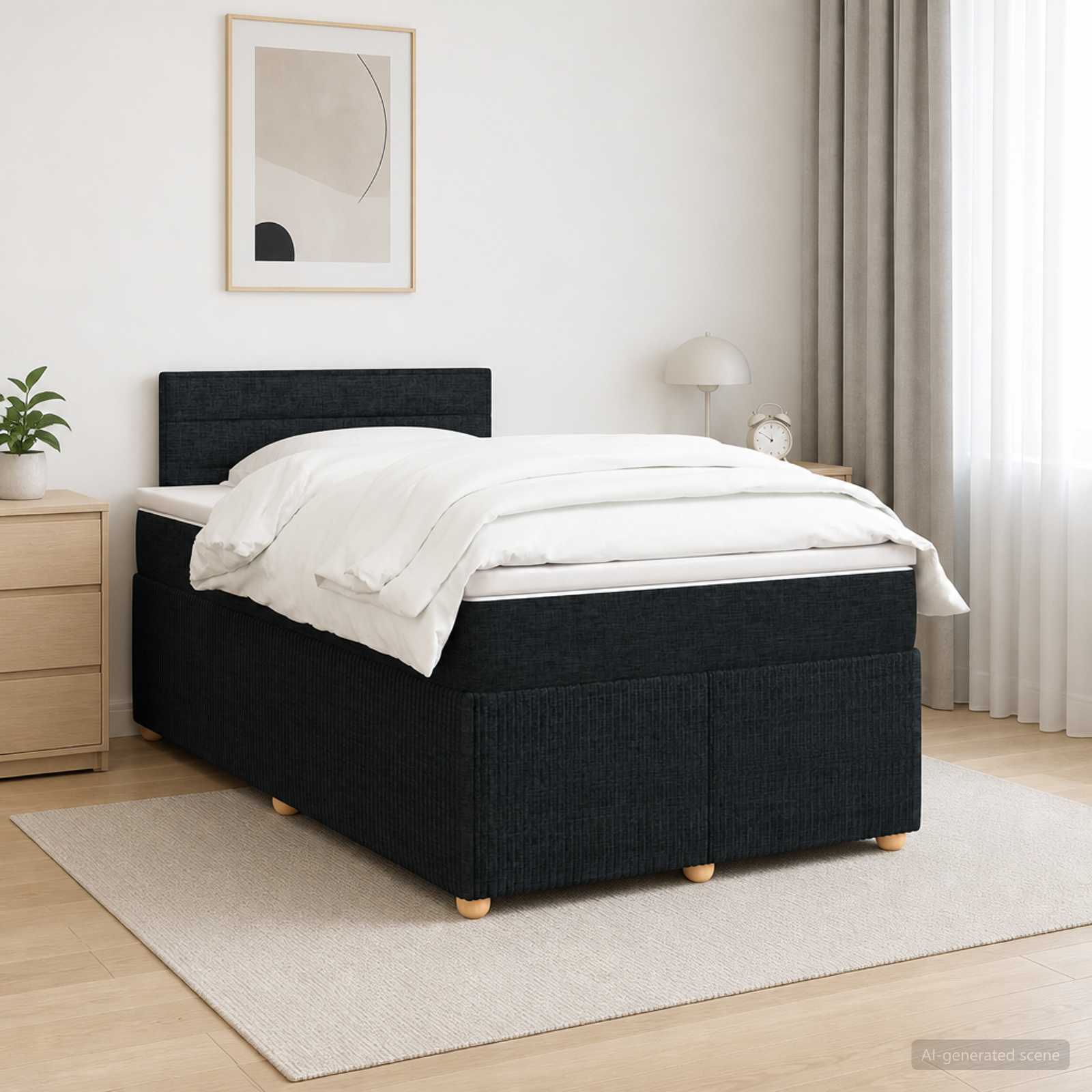 Lit boxspring avec matelas Noir 120 x 190 cm Tissu