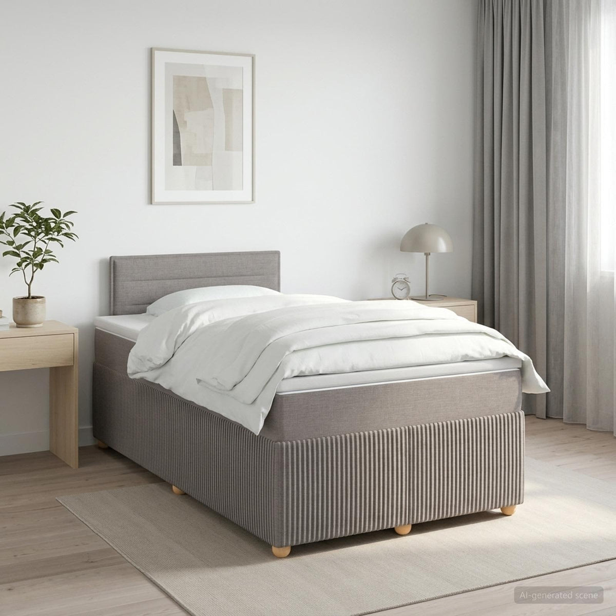 Lit boxspring avec matelas Taupe 120 x 200 cm Tissu