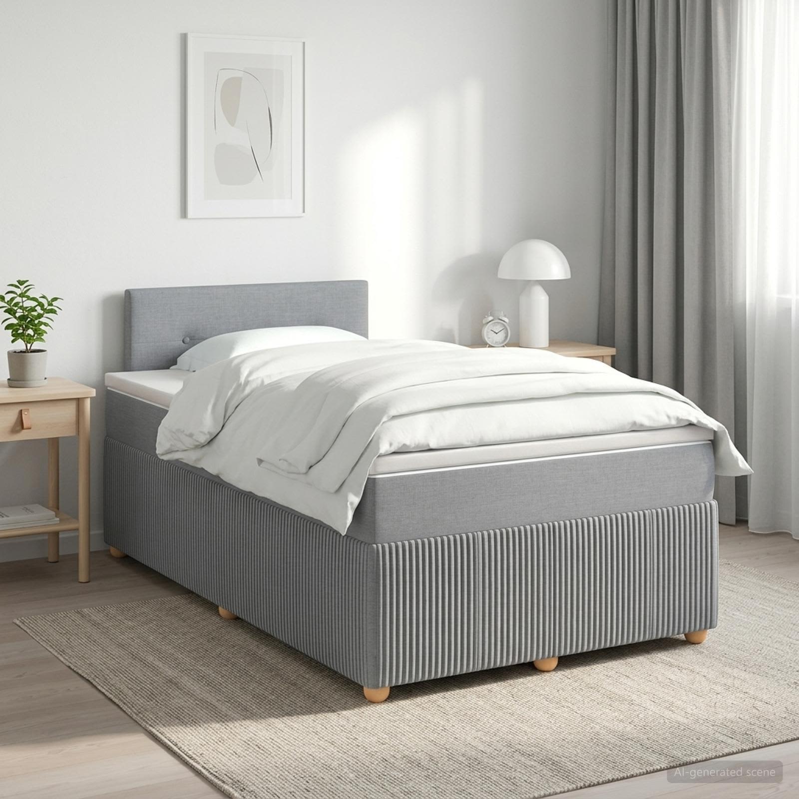 Lit boxspring avec matelas Gris clair 120 x 190 cm Tissu