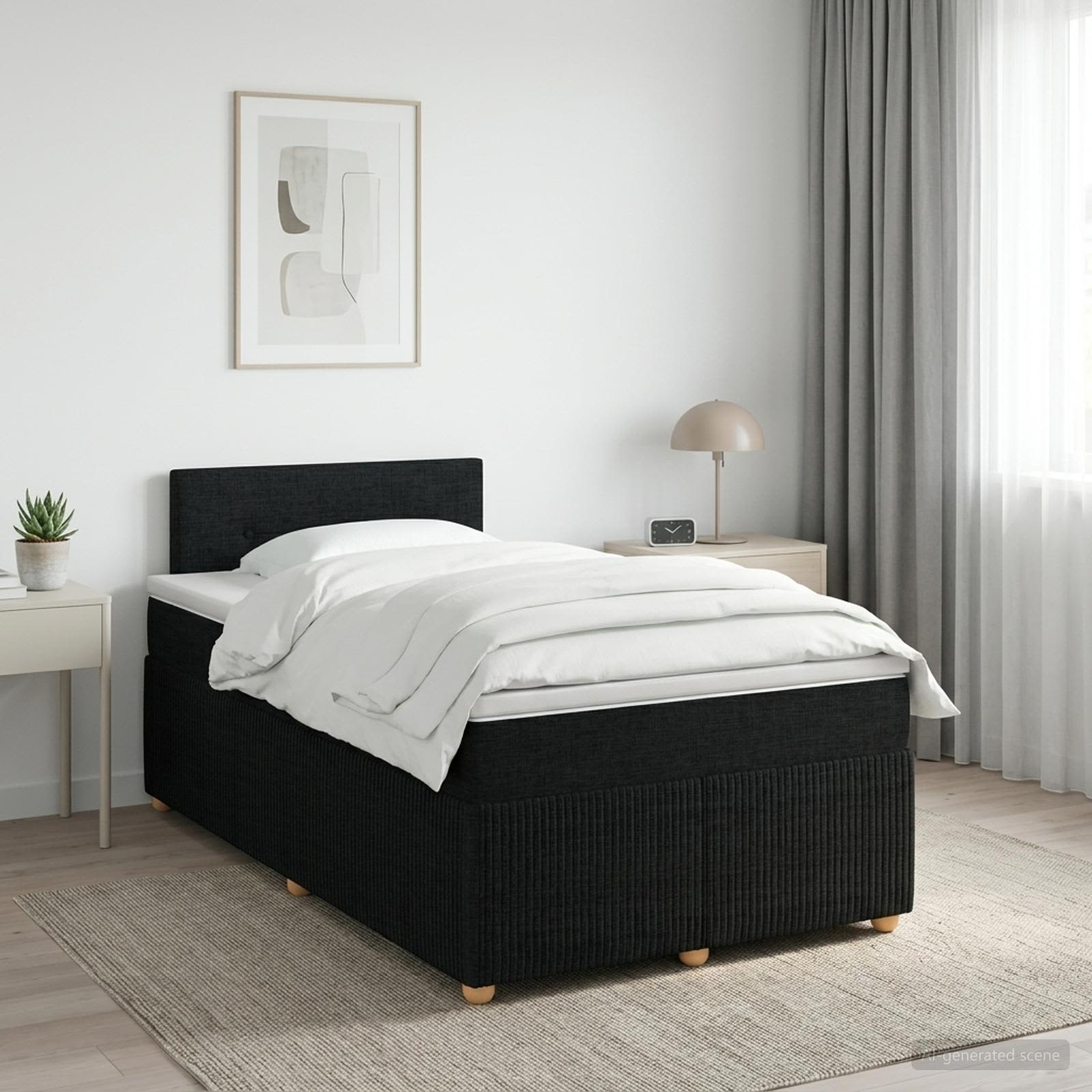 Lit boxspring avec matelas Noir 120 x 190 cm Tissu