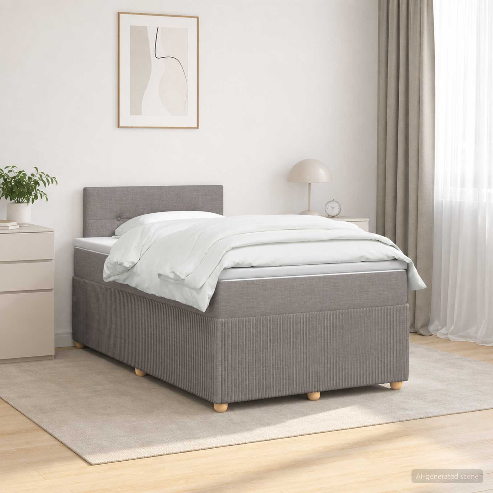 Lit boxspring avec matelas Taupe 120 x 190 cm Tissu