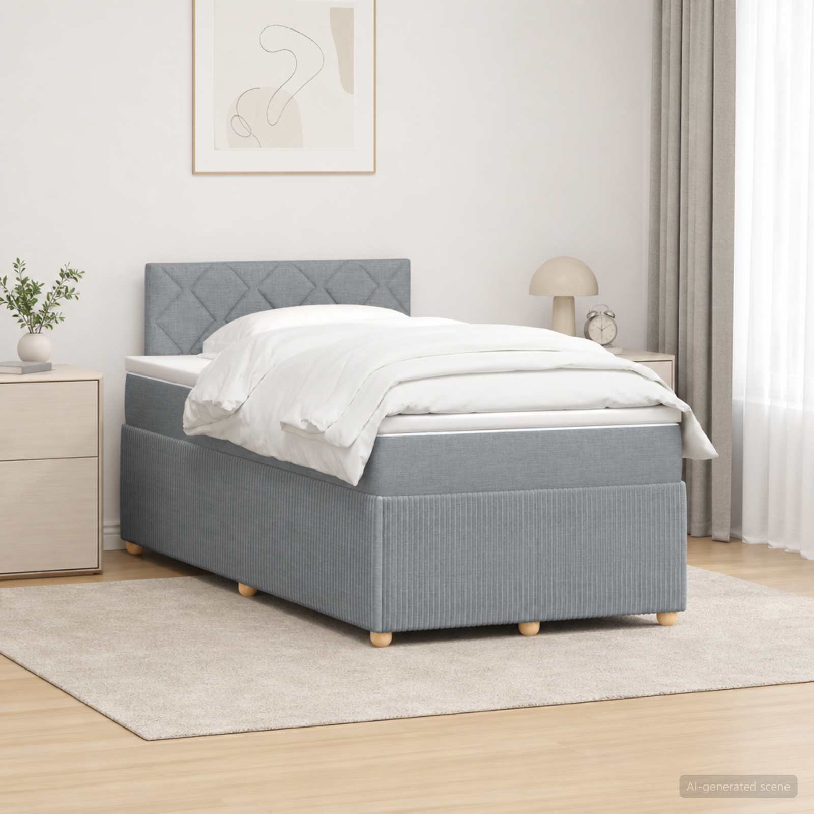 Lit boxspring avec matelas Gris clair 120 x 190 cm Tissu