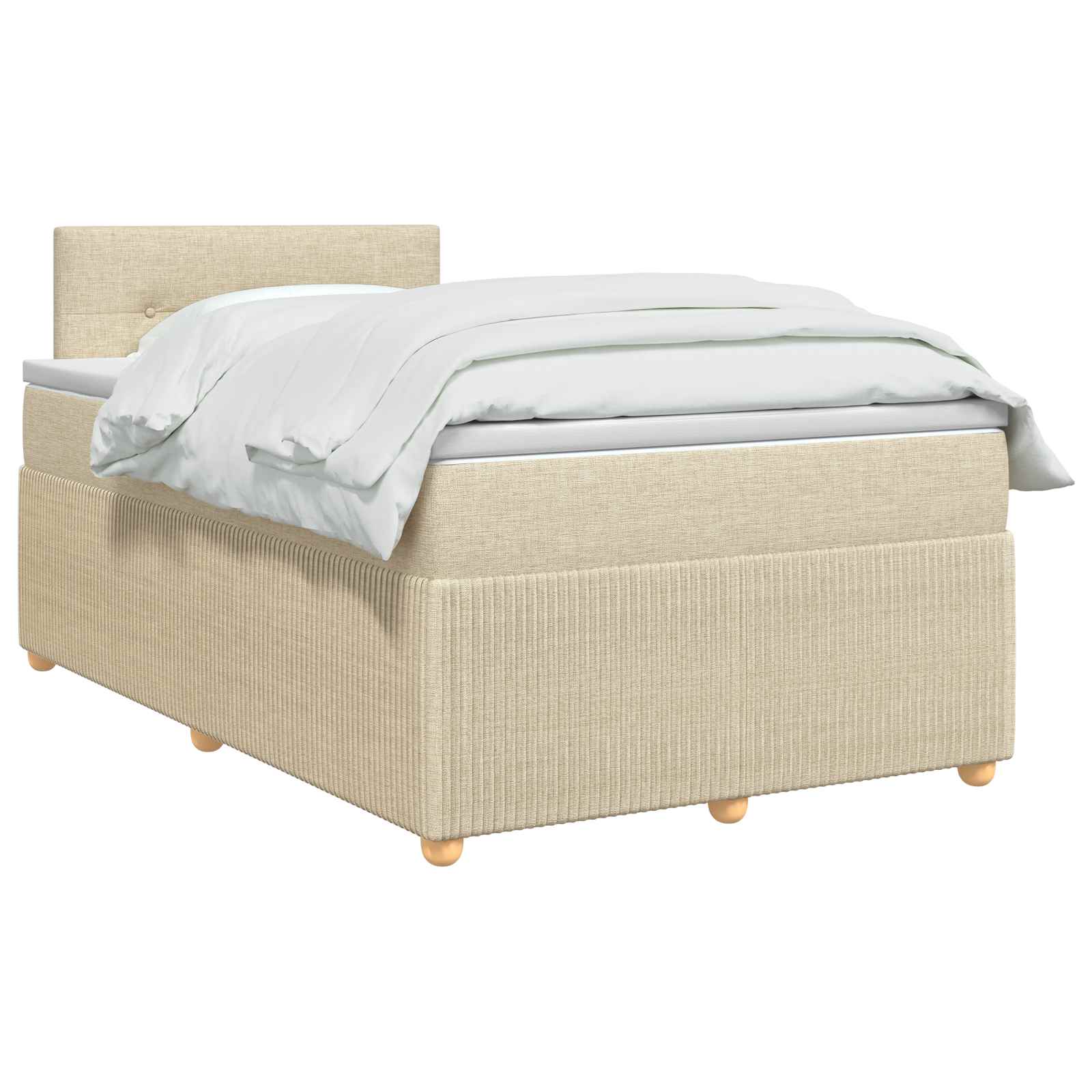 Lit boxspring avec matelas Crème 120 x 200 cm Tissu