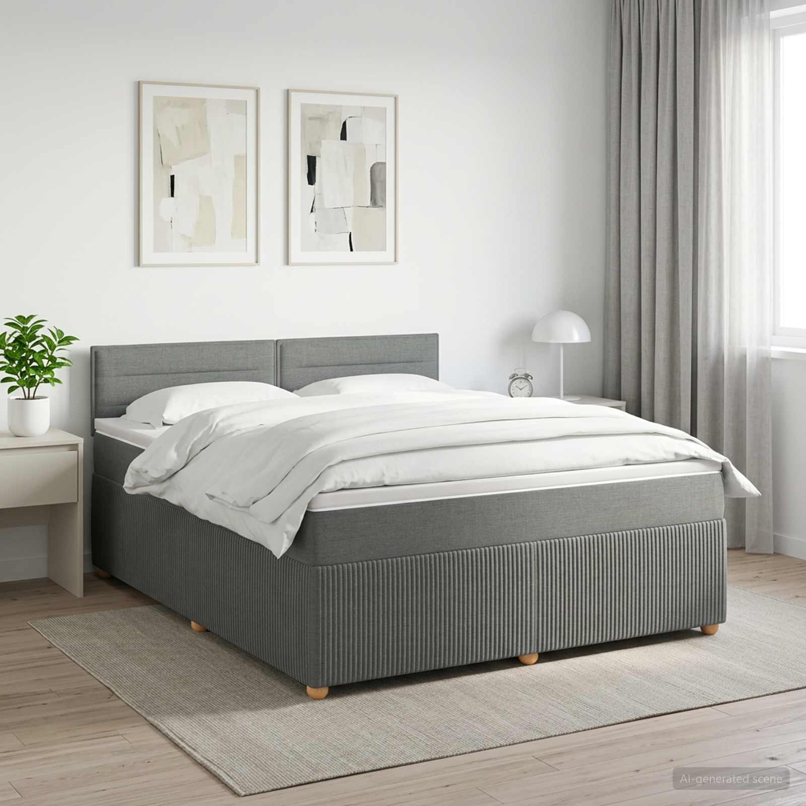 Lit boxspring avec matelas Gris foncé 140 x 200 cm Tissu