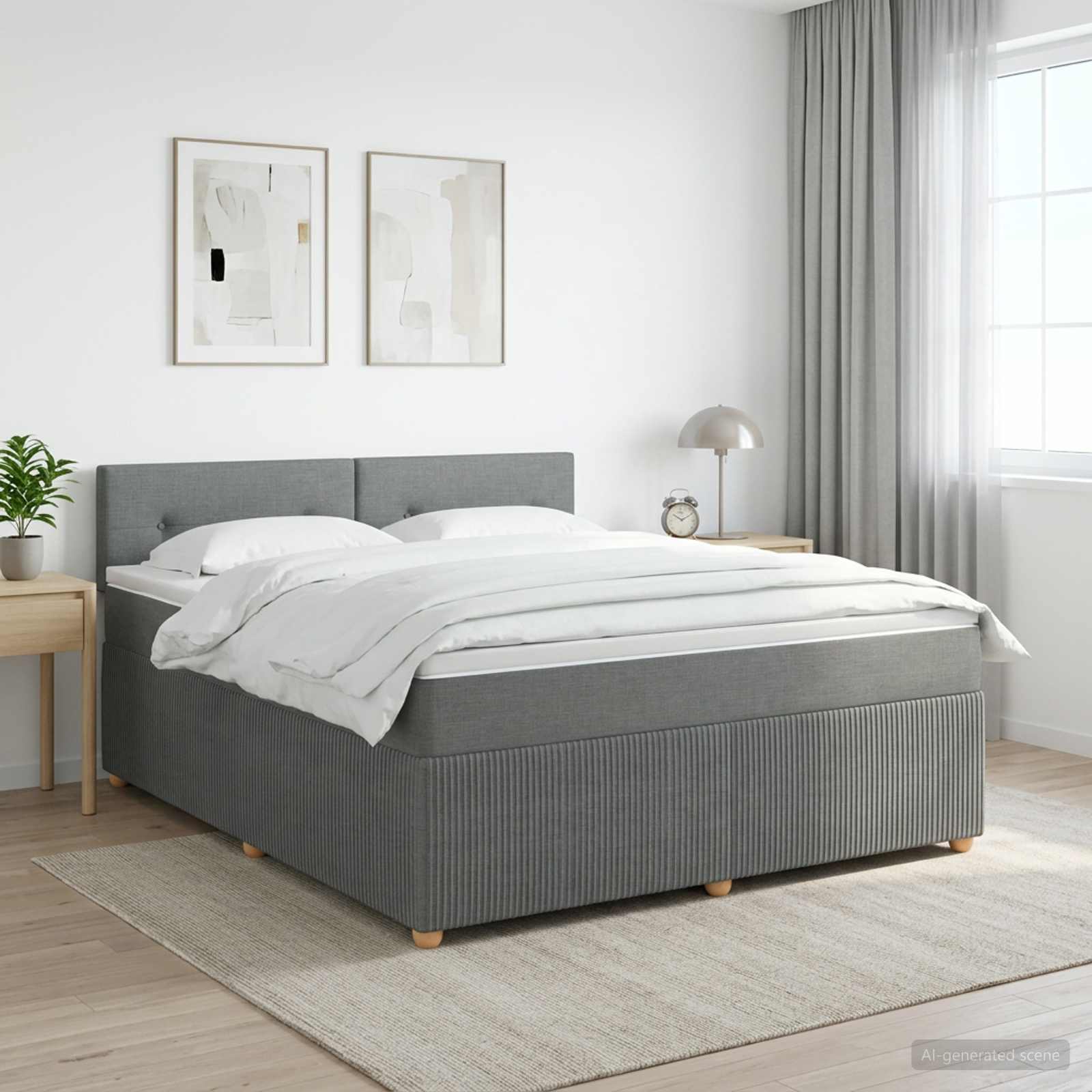 Lit boxspring avec matelas Gris foncé 140 x 190 cm Tissu