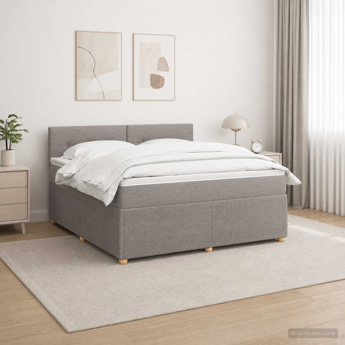 Lit boxspring avec matelas Taupe 160 x 200 cm Tissu