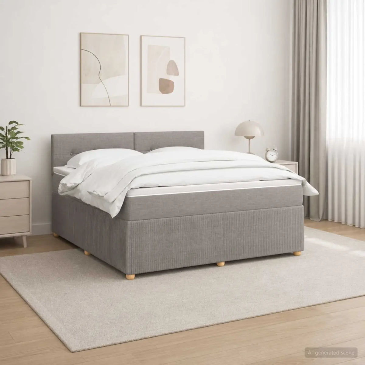 Lit boxspring avec matelas Taupe 160 x 200 cm Tissu - XIOS