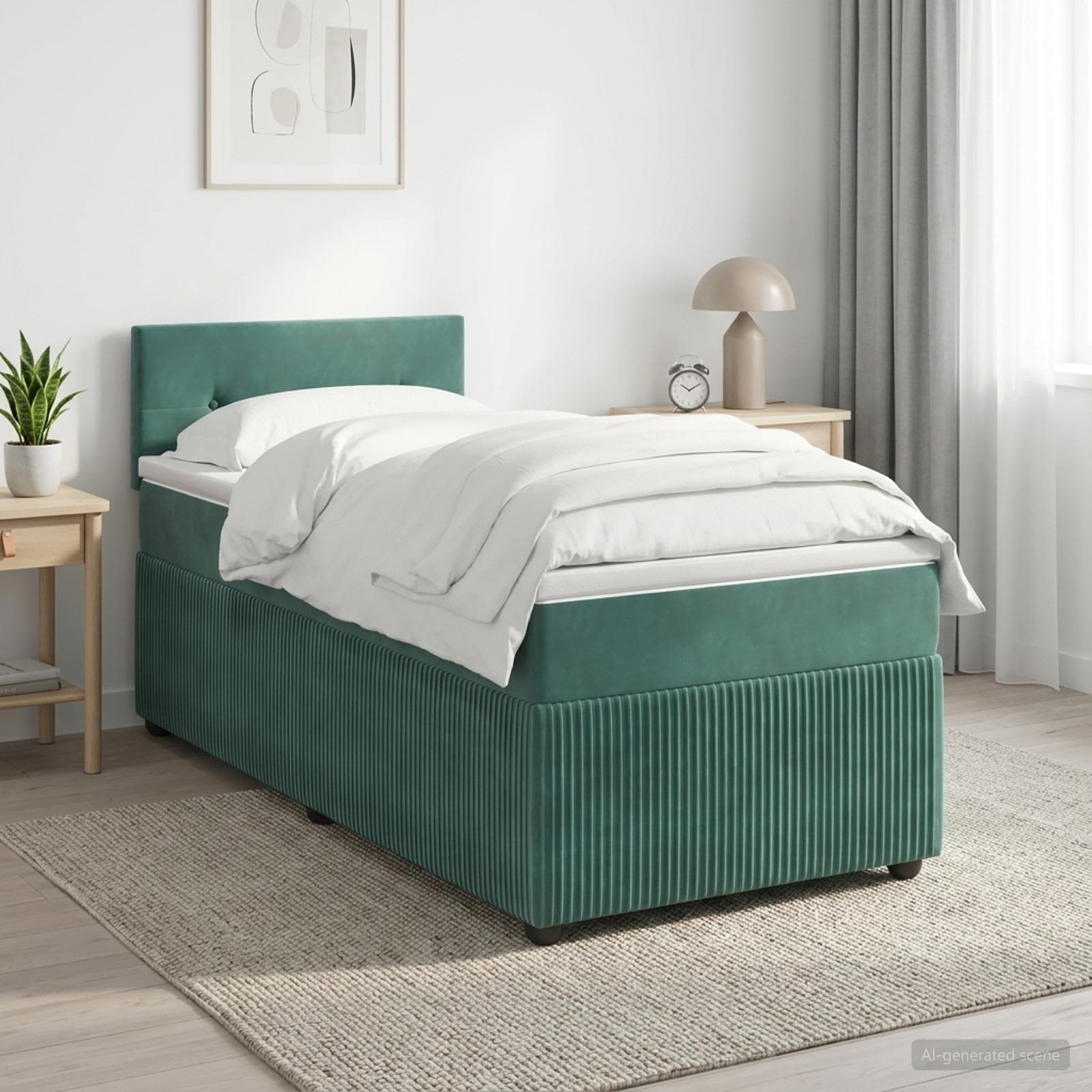 Lit boxspring avec matelas Vert foncé 100 x 200 cm Velours