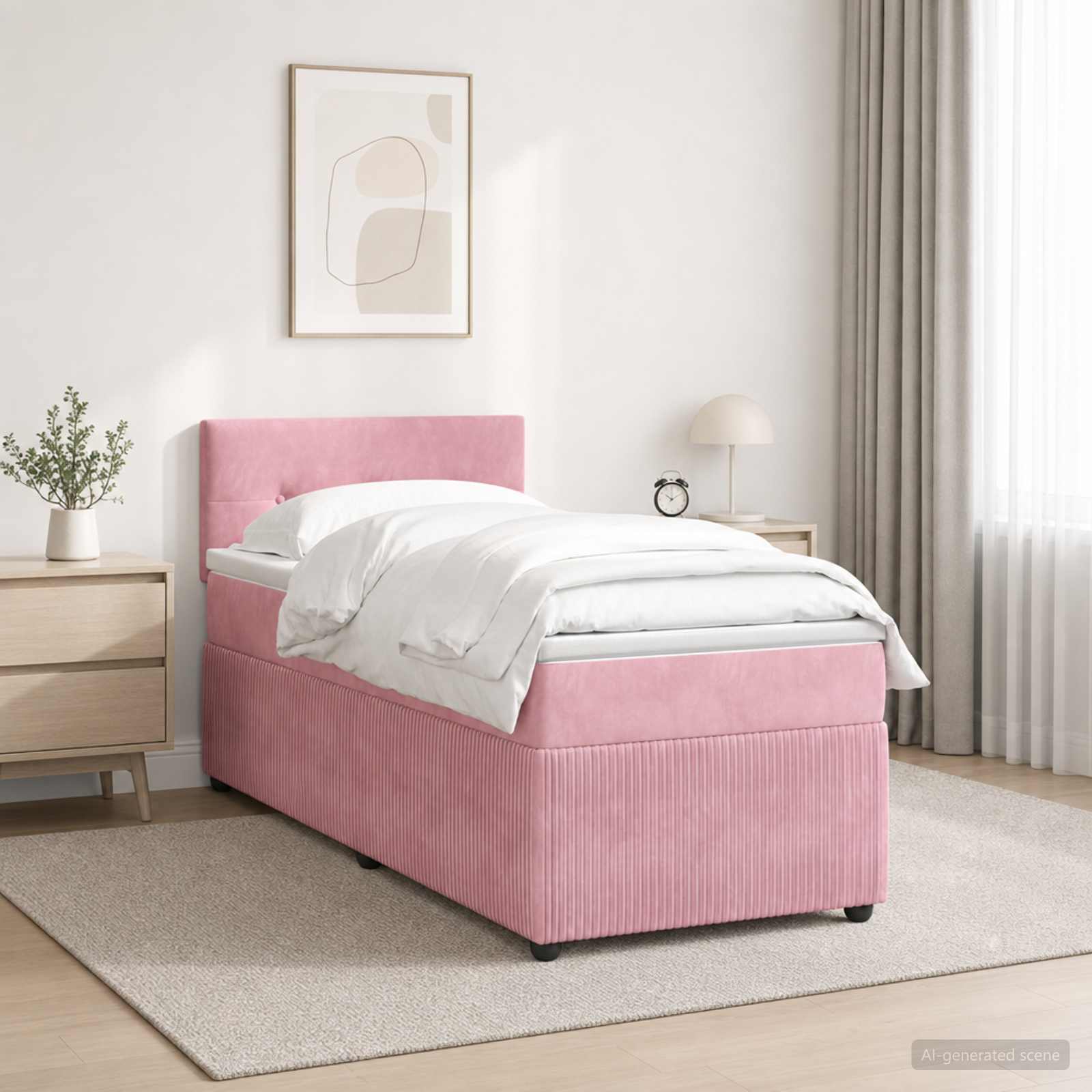Lit boxspring avec matelas Rose 100 x 200 cm Velours