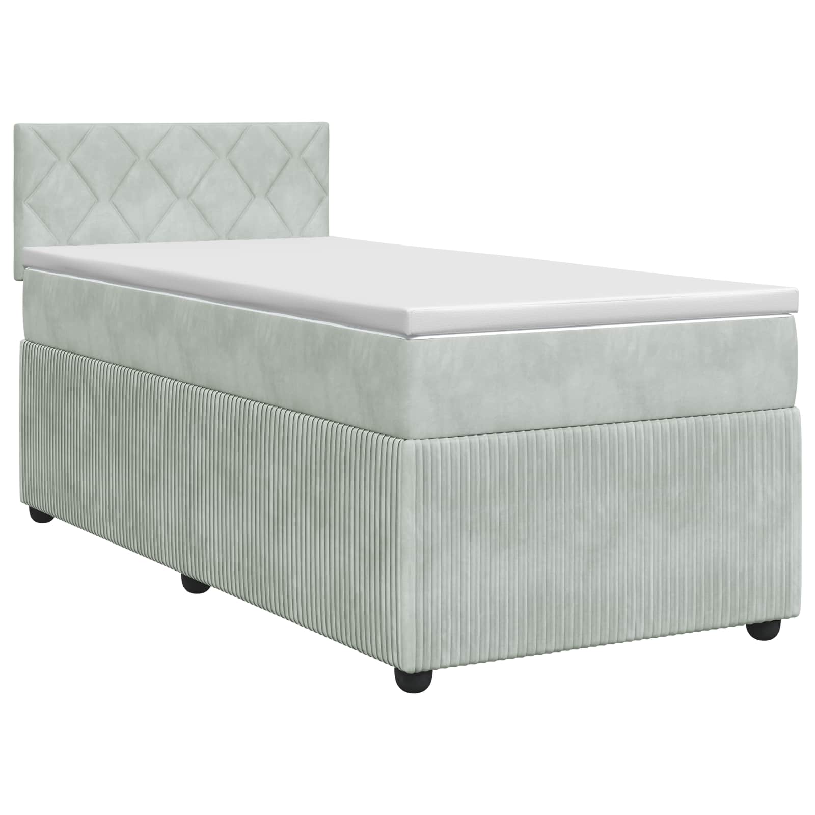 Lit boxspring avec matelas Gris clair 80 x 200 cm Velours - XIOS