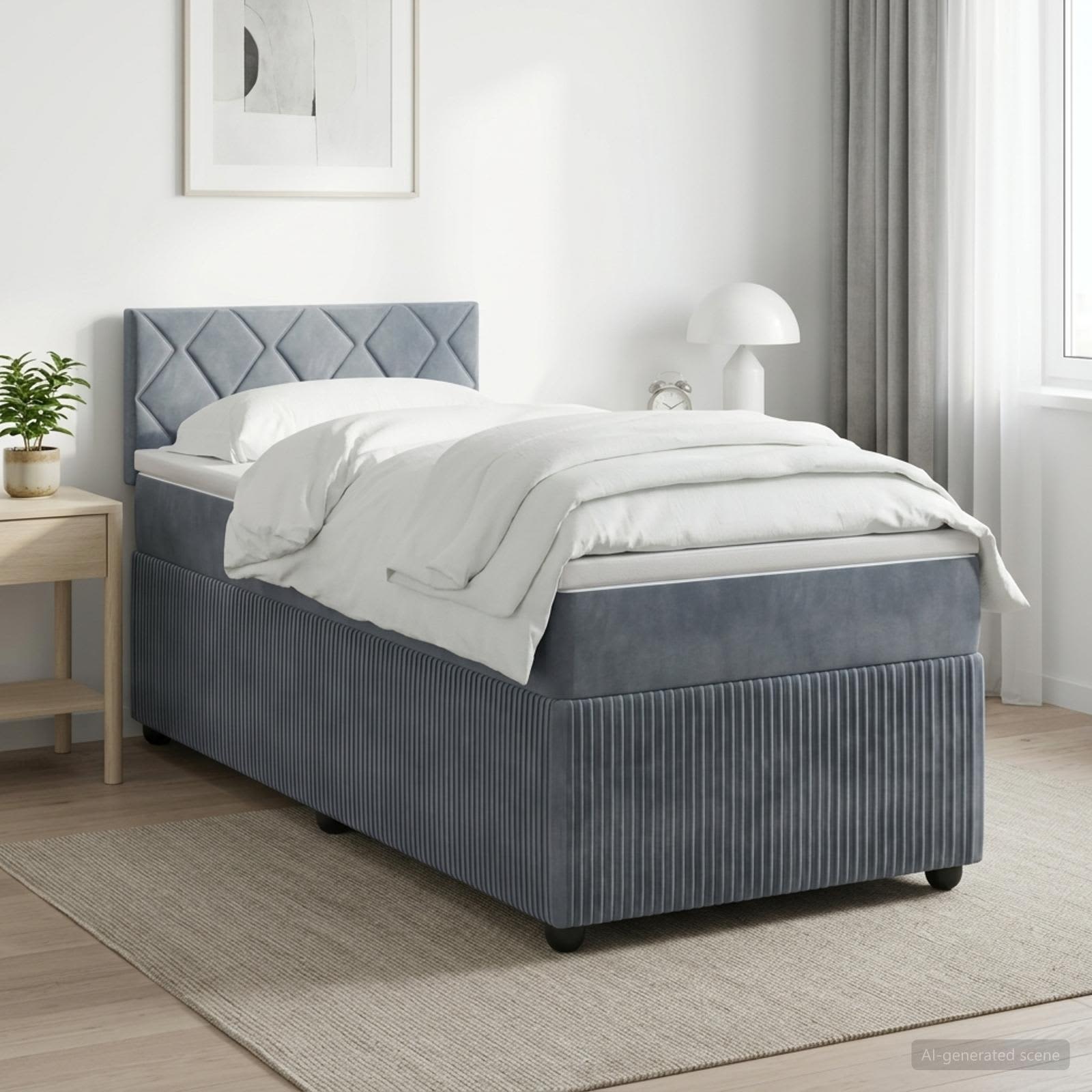 Lit boxspring avec matelas Gris foncé 80 x 200 cm Velours - XIOS