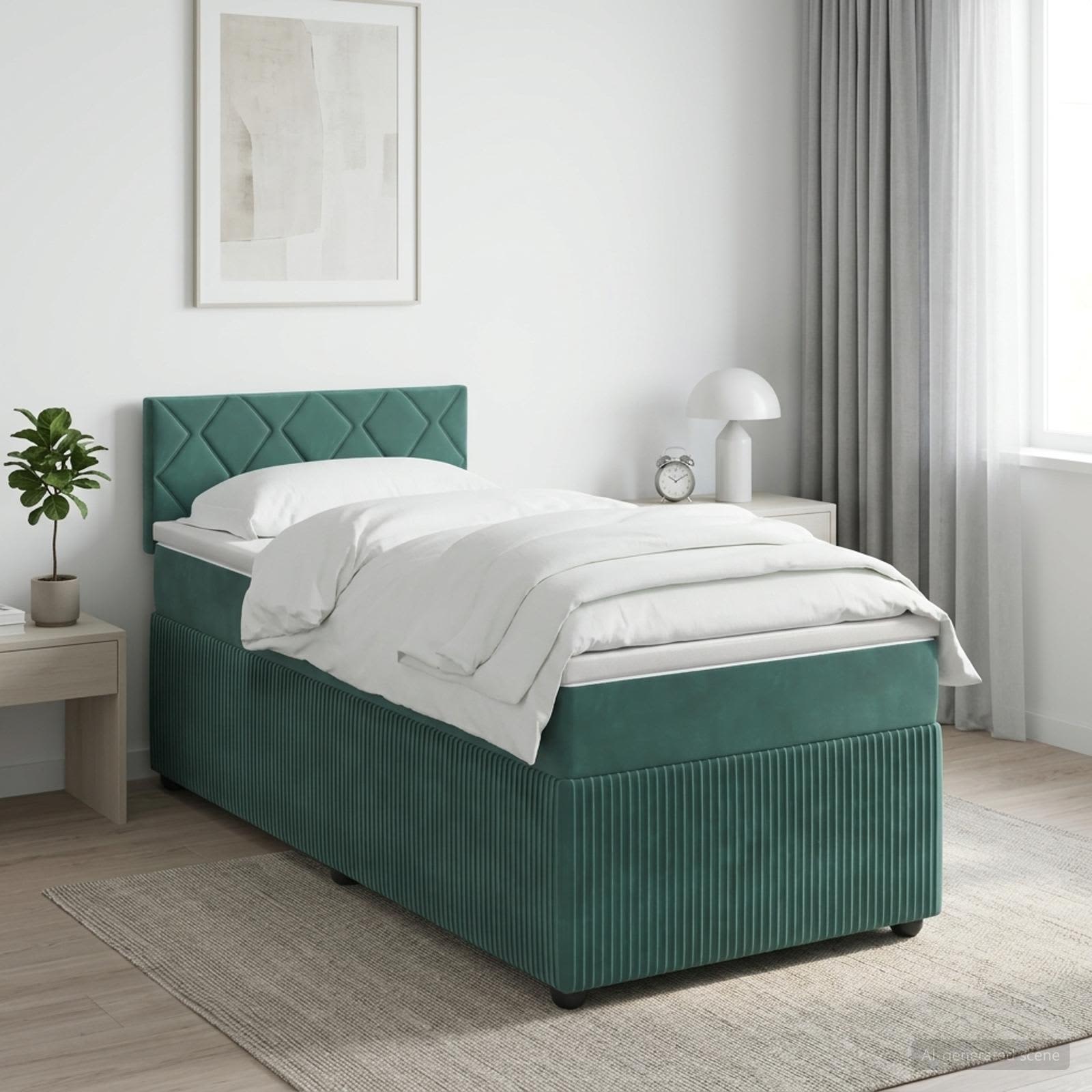 Lit boxspring avec matelas Vert foncé 80 x 200 cm Velours