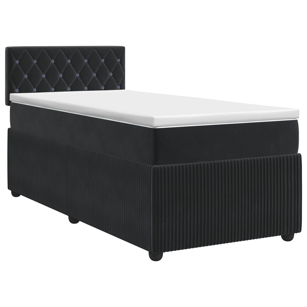 Lit boxspring avec matelas Noir 90 x 200 cm Velours