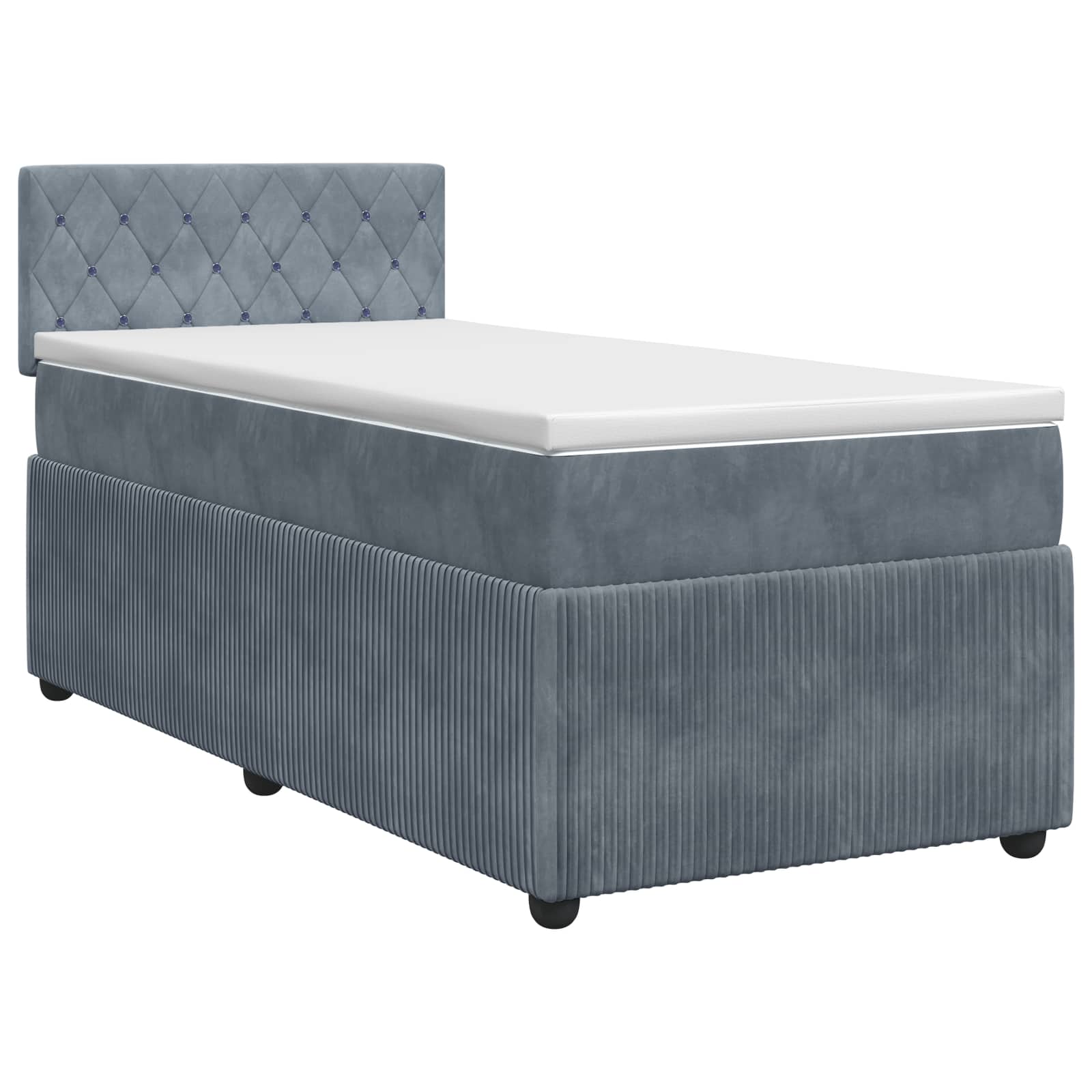 Lit boxspring avec matelas Gris foncé 100 x 200 cm Velours