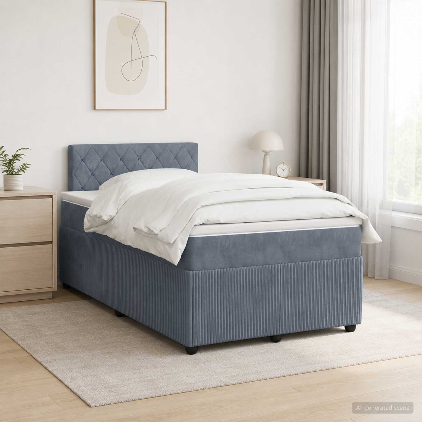 Lit boxspring avec matelas Gris foncé 120 x 190 cm Velours