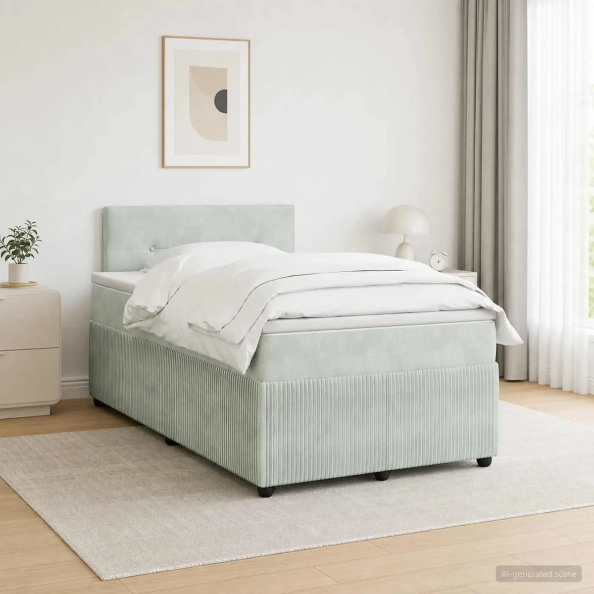 Lit boxspring avec matelas Gris clair 120 x 200 cm Velours - XIOS