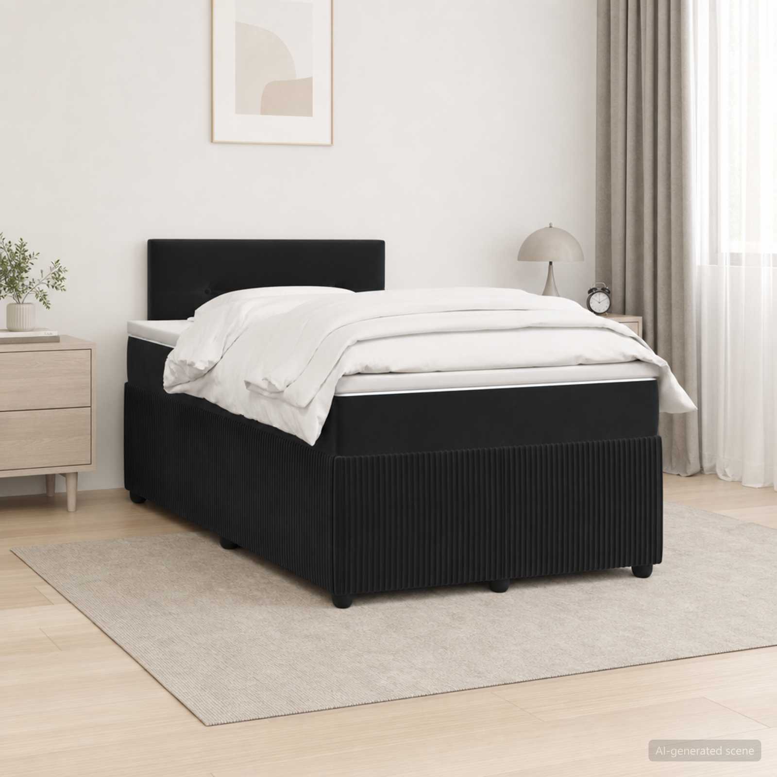 Lit boxspring avec matelas Noir 120 x 190 cm Velours