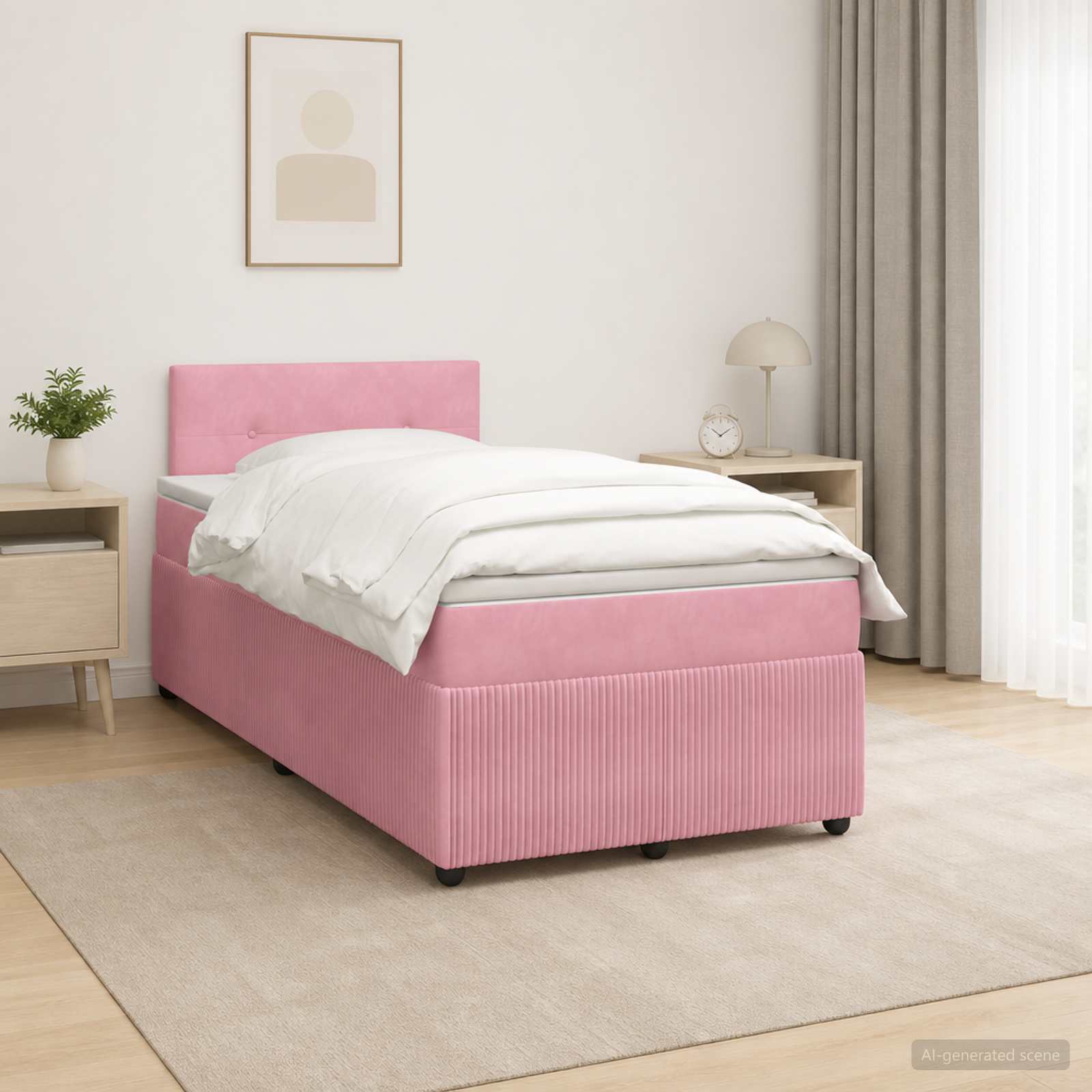 Lit boxspring avec matelas Rose 120 x 190 cm Velours