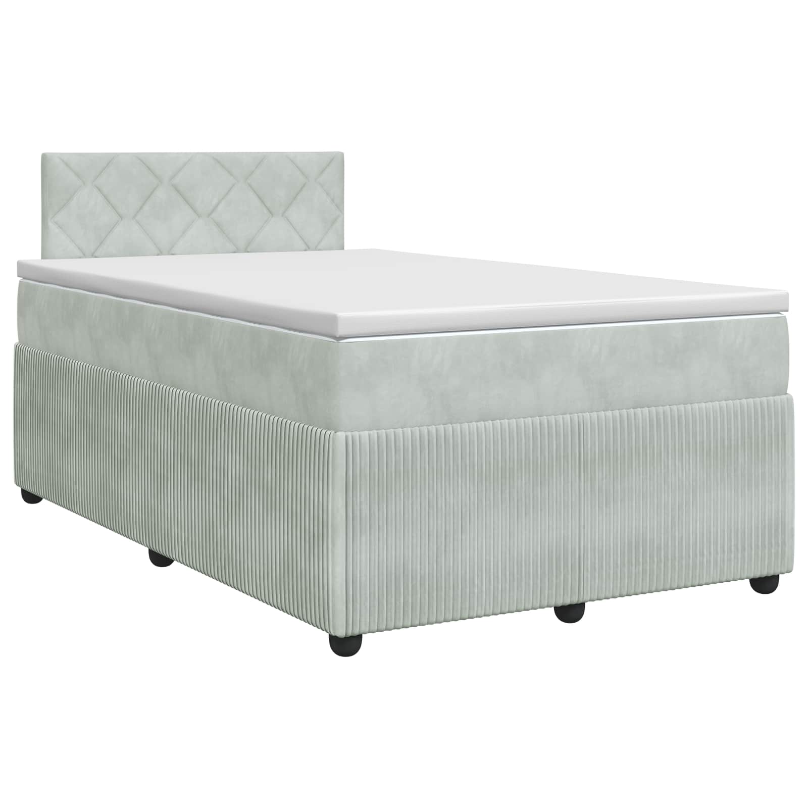 Lit boxspring avec matelas Gris clair 120 x 190 cm Velours