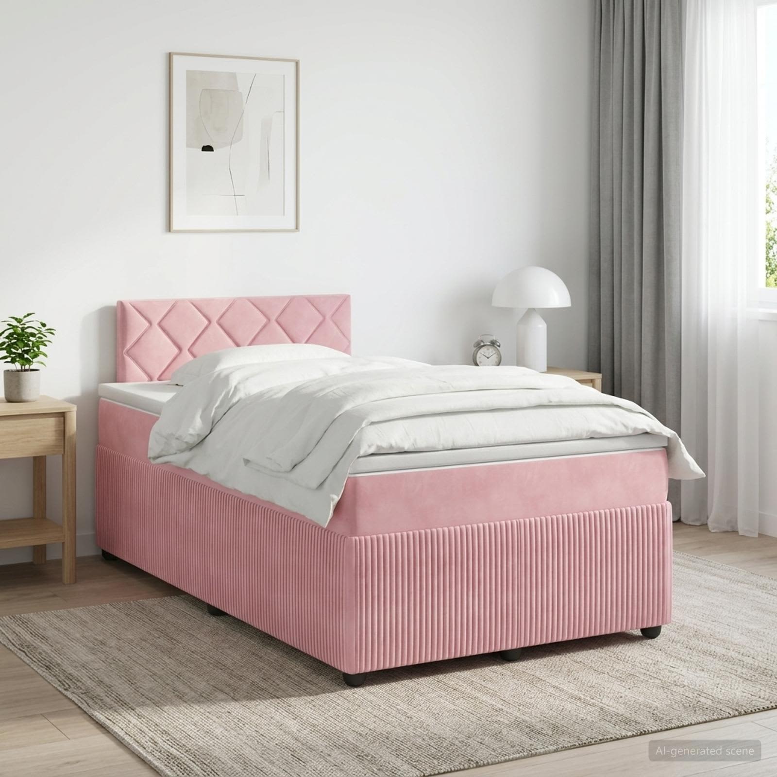 Lit boxspring avec matelas Rose 120 x 190 cm Velours
