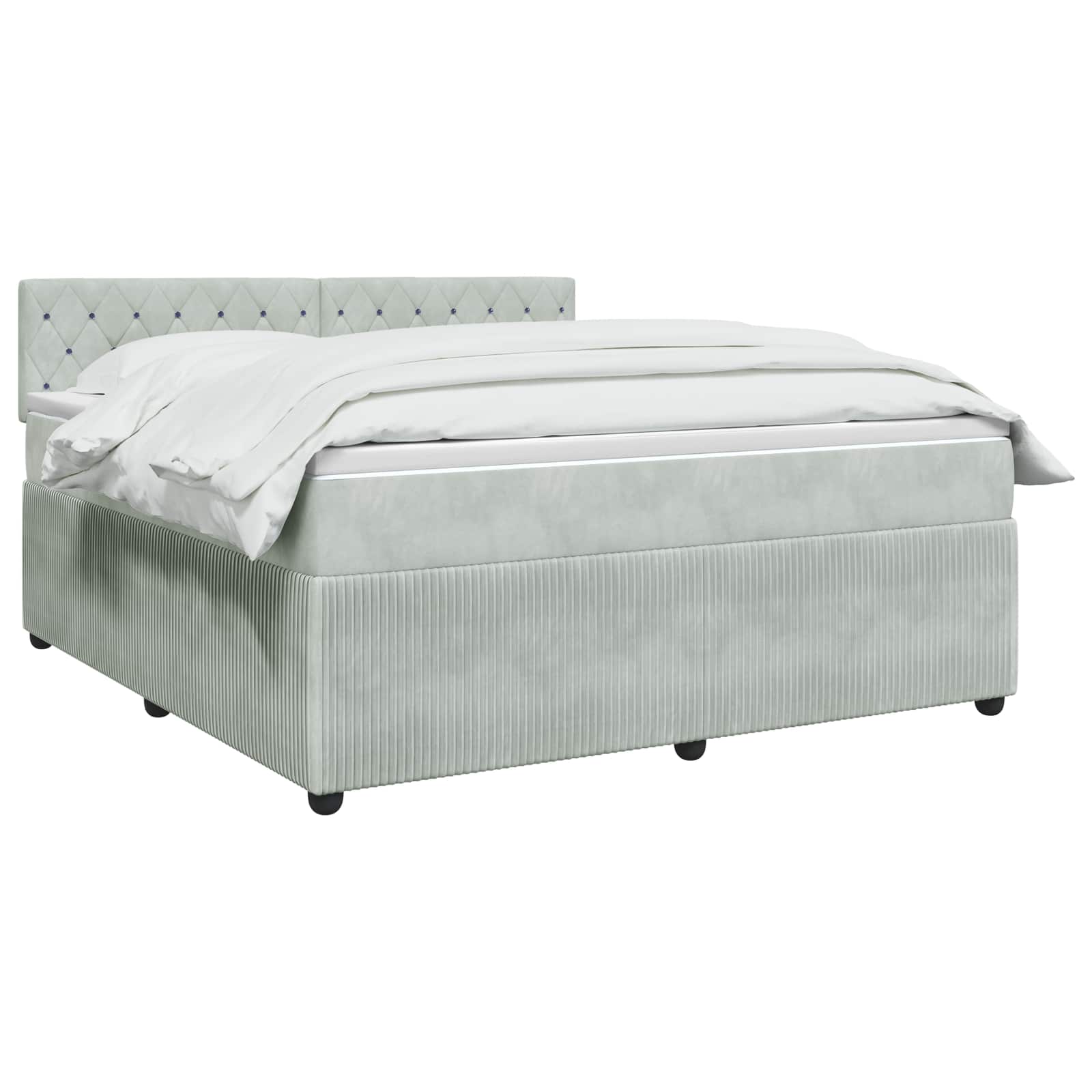 Lit boxspring avec matelas Gris clair 140 x 190 cm Velours - XIOS